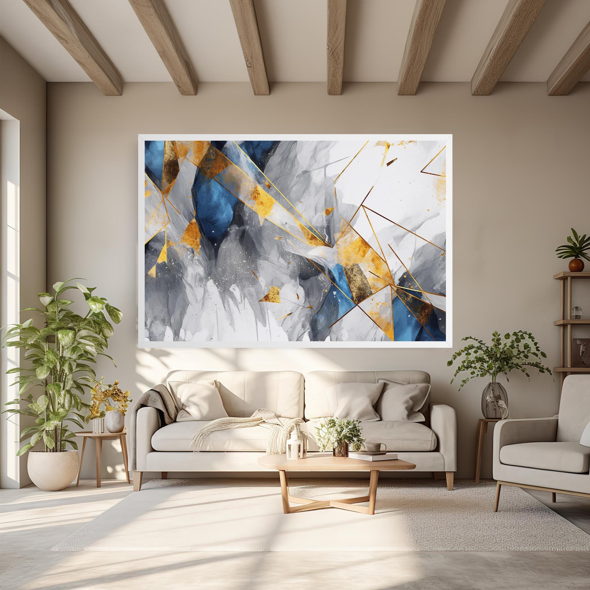 Vászonkép Abstract Gold Blue Pattern mockup 6