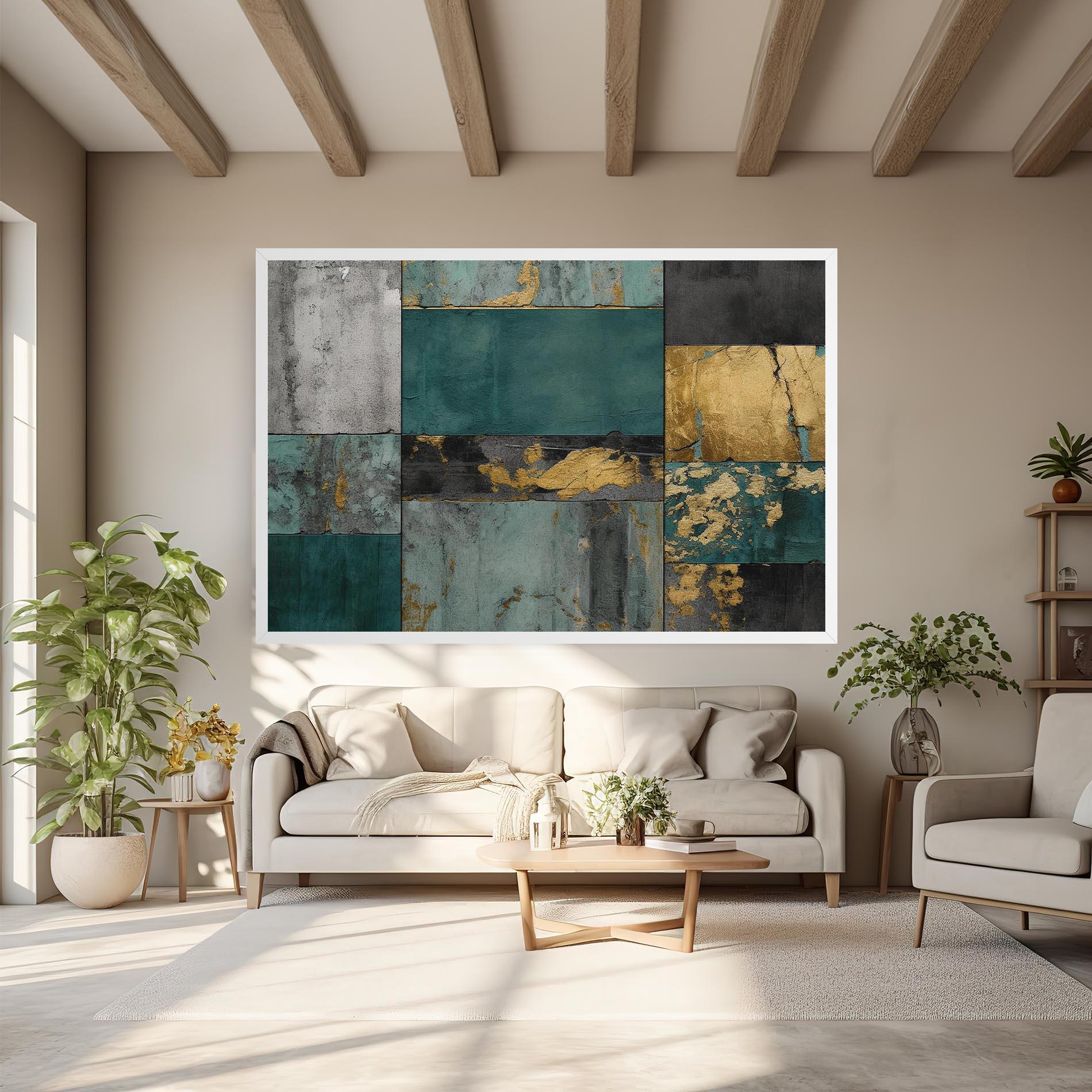 Vászonkép Golden Green Painting mockup 6