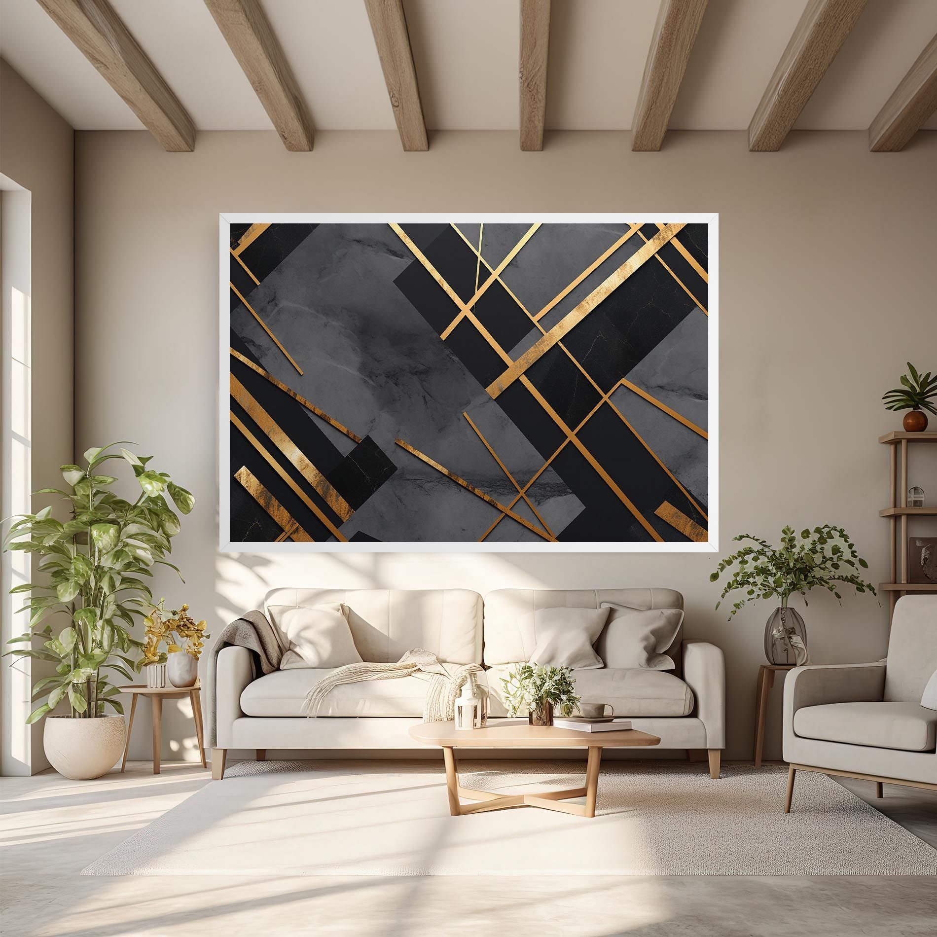 Grey Painting With Gold Lines mockup 6