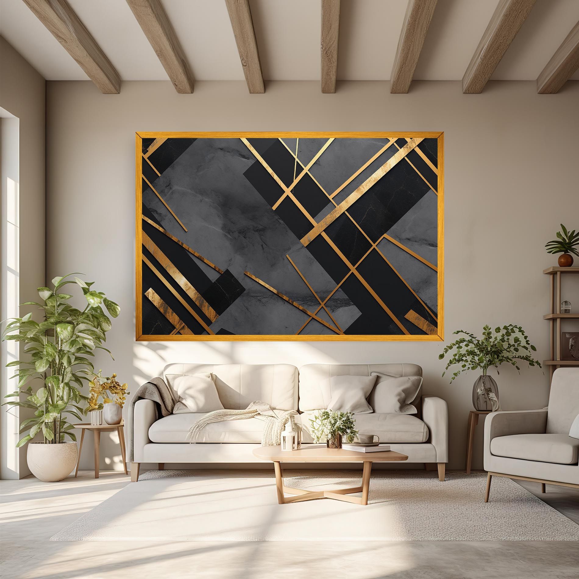 Grey Painting With Gold Lines mockup 6