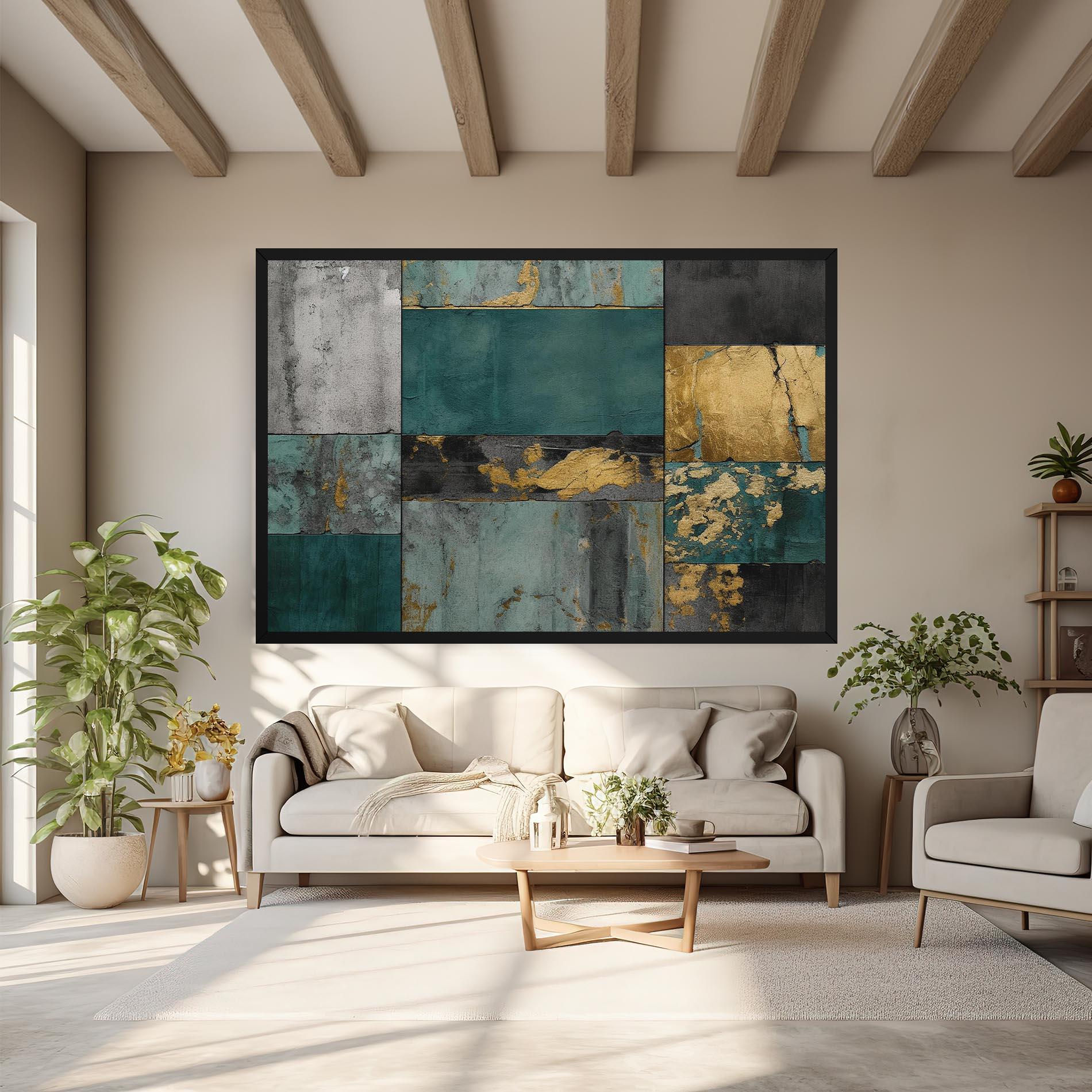 Vászonkép Golden Green Painting mockup 6