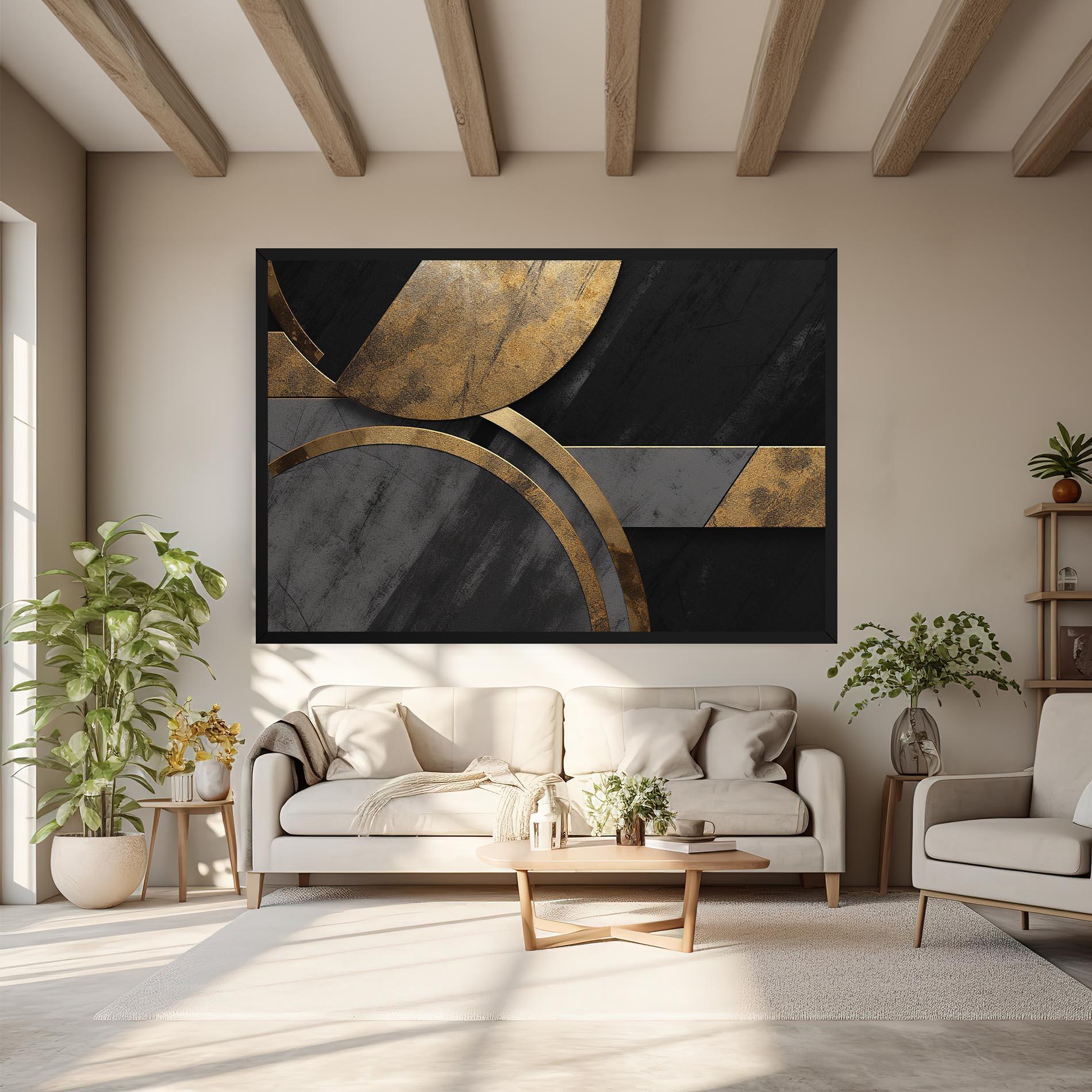 Vászonkép Grey With Gold Painting mockup 6