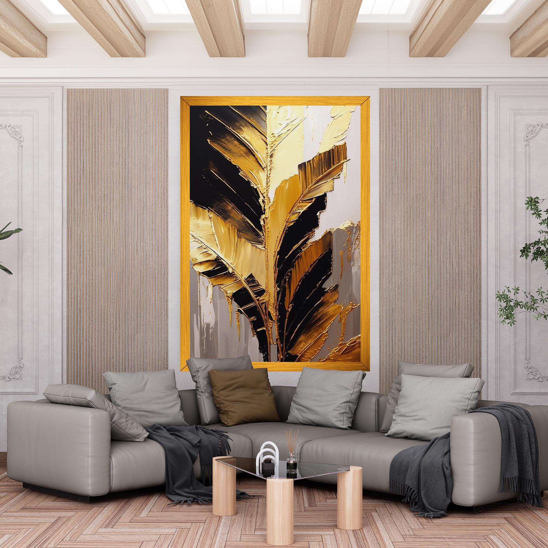 Vászonkép Balck With Gold Leafs mockup 6