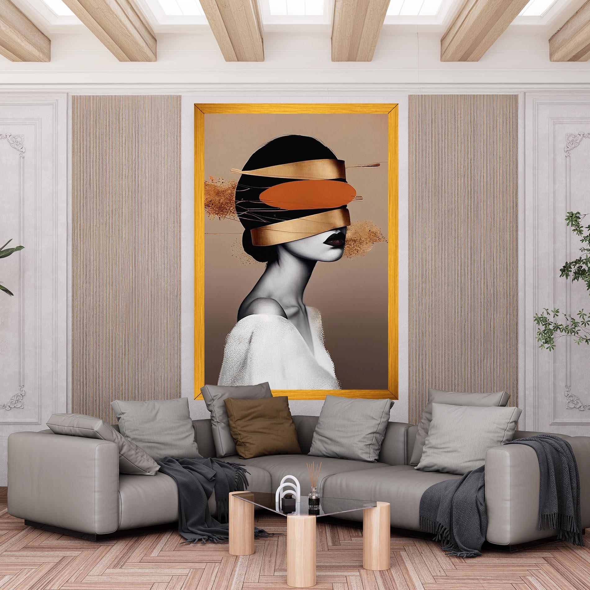 Vászonkép Woman With Gold Lines mockup 6