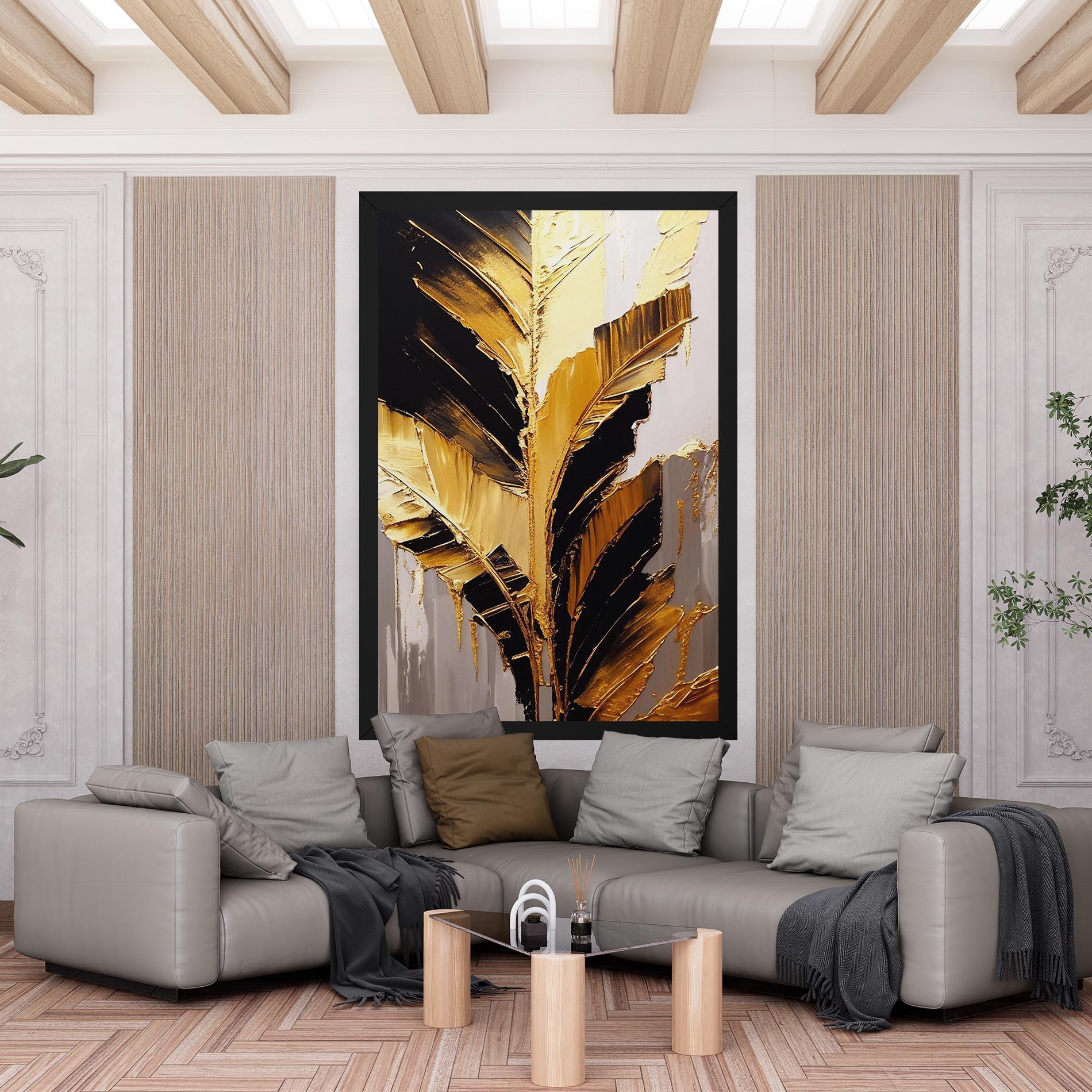 Vászonkép Balck With Gold Leafs mockup 6