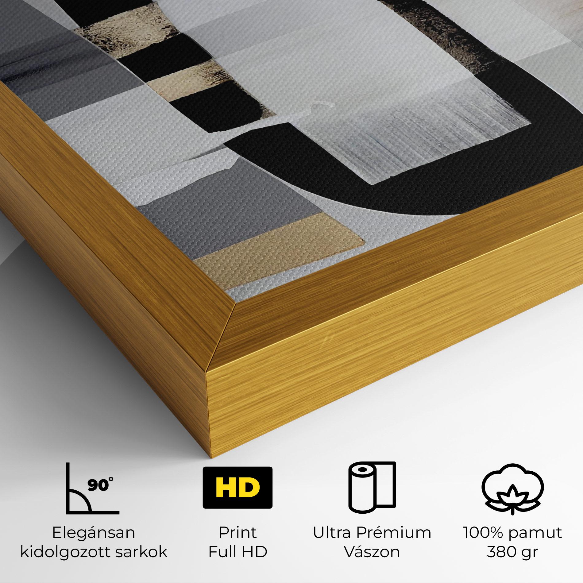 Vászonkép Abstract Gold Painting With Black mockup 4