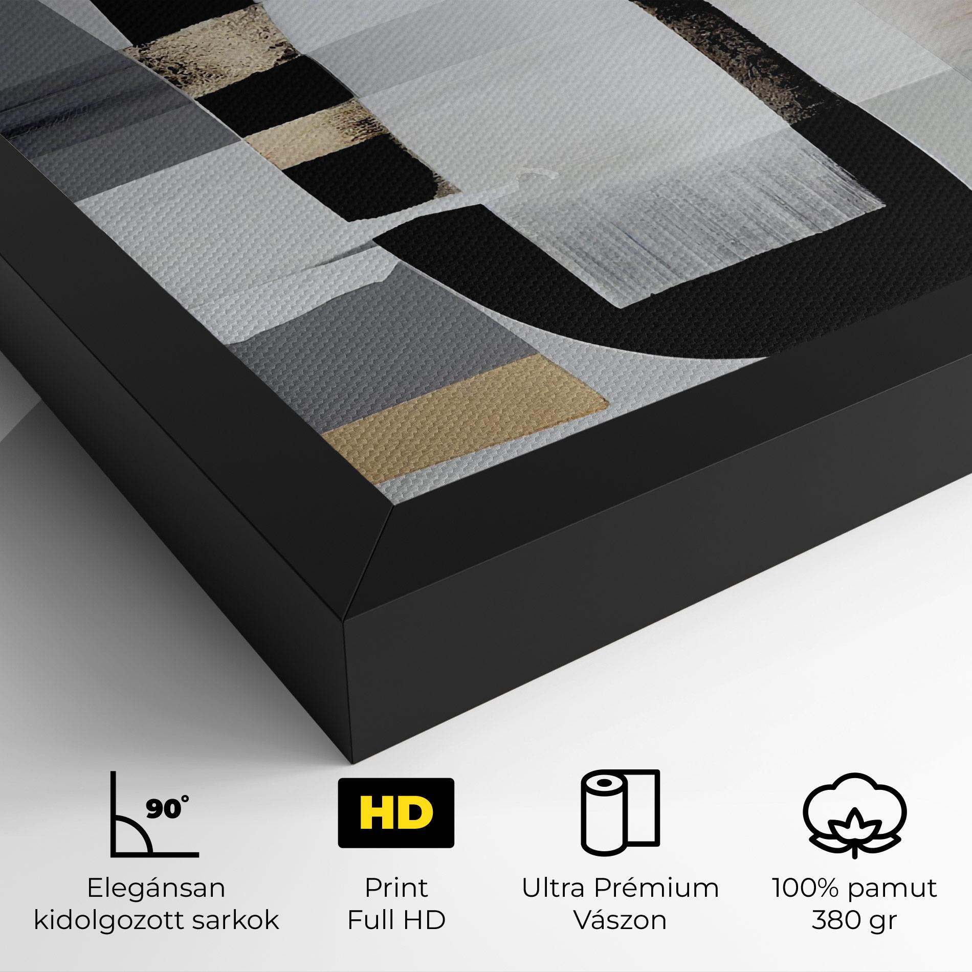 Vászonkép Abstract Gold Painting With Black mockup 4