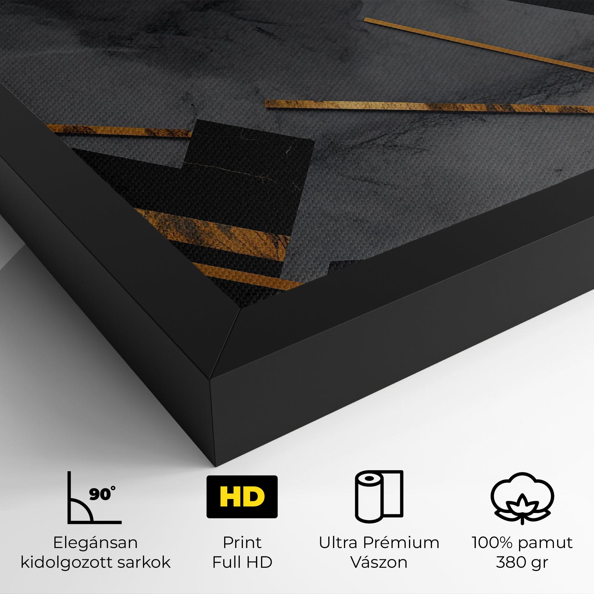 Vászonkép Grey Painting With Gold Lines mockup 4