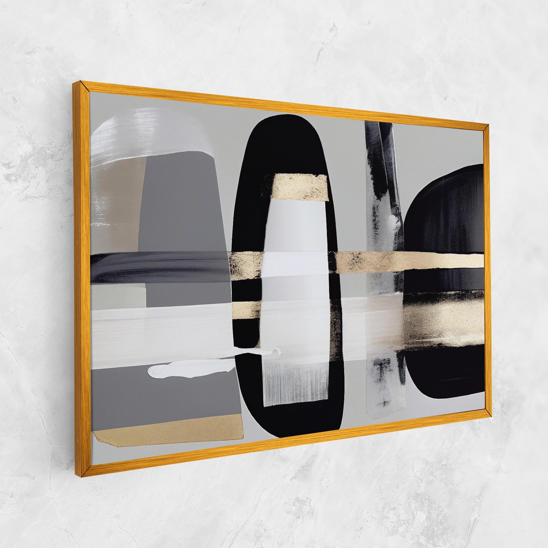 Vászonkép Abstract Gold Painting With Black mockup 1