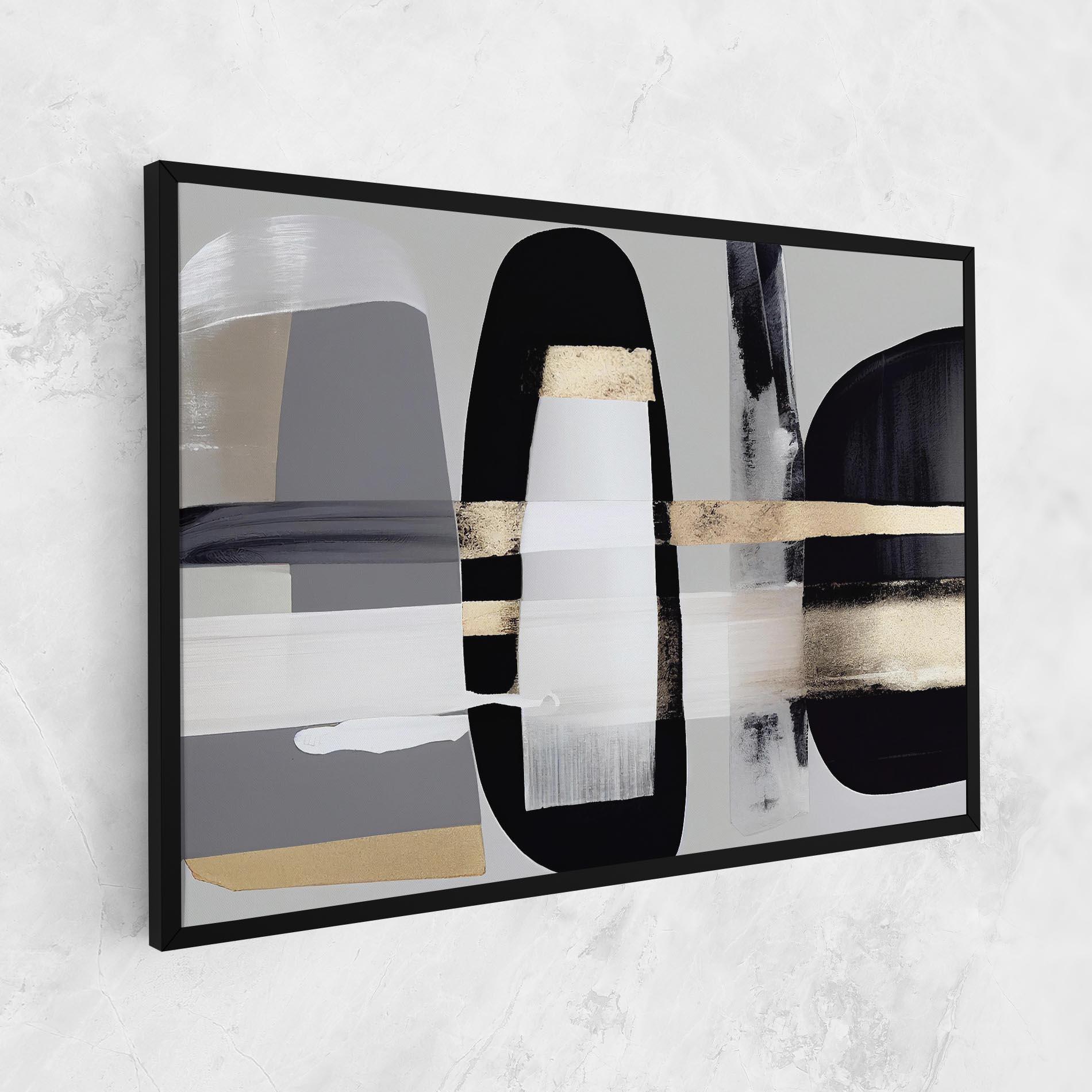 Vászonkép Abstract Gold Painting With Black mockup 1