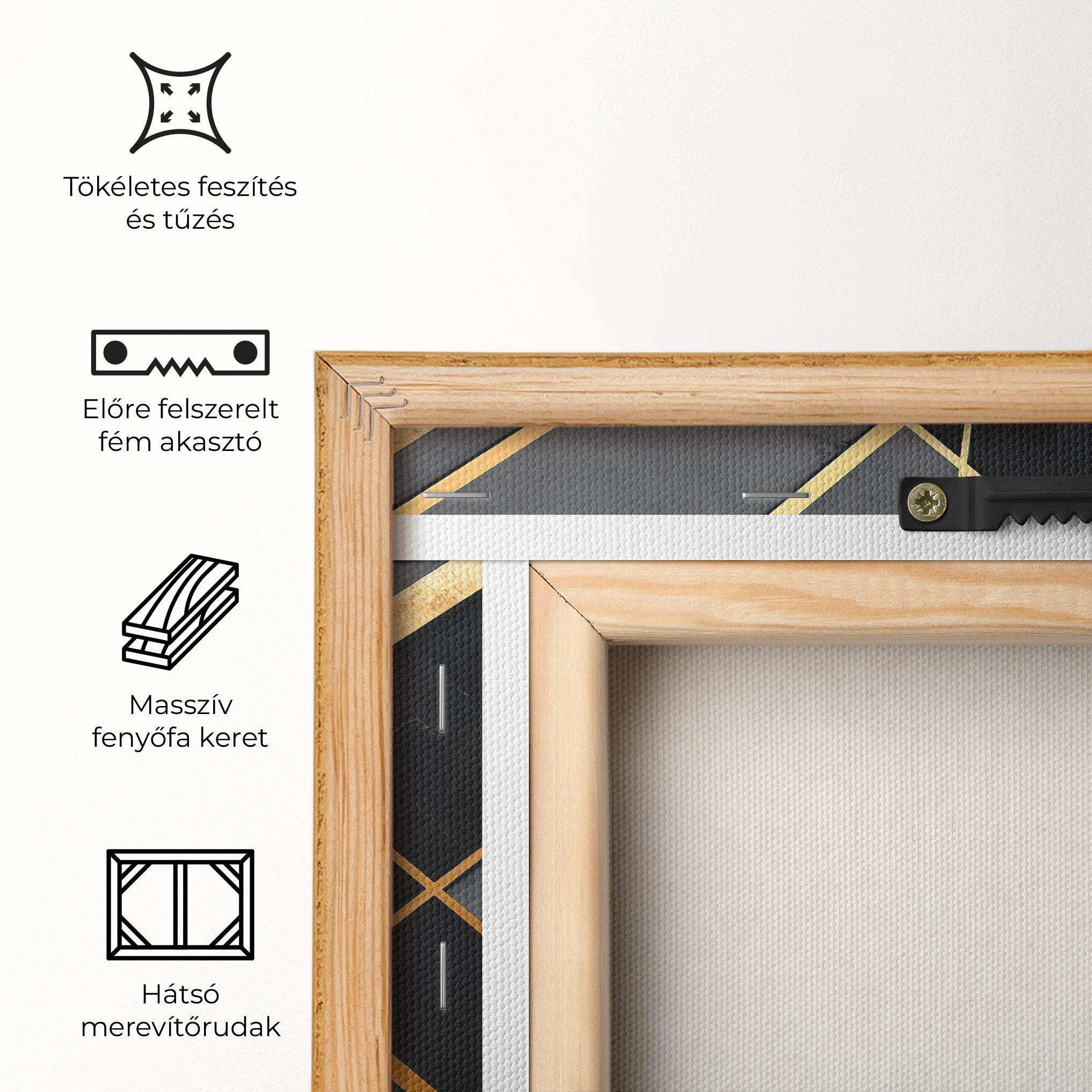 Vászonkép Grey Painting With Gold Lines mockup 5