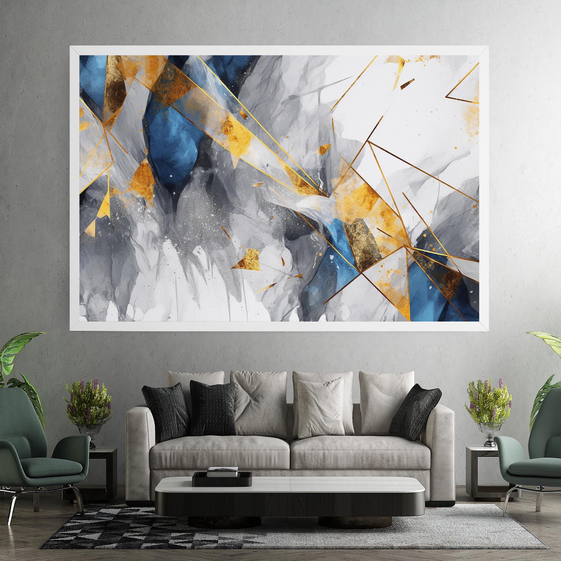 Vászonkép Abstract Gold Blue Pattern mockup 7