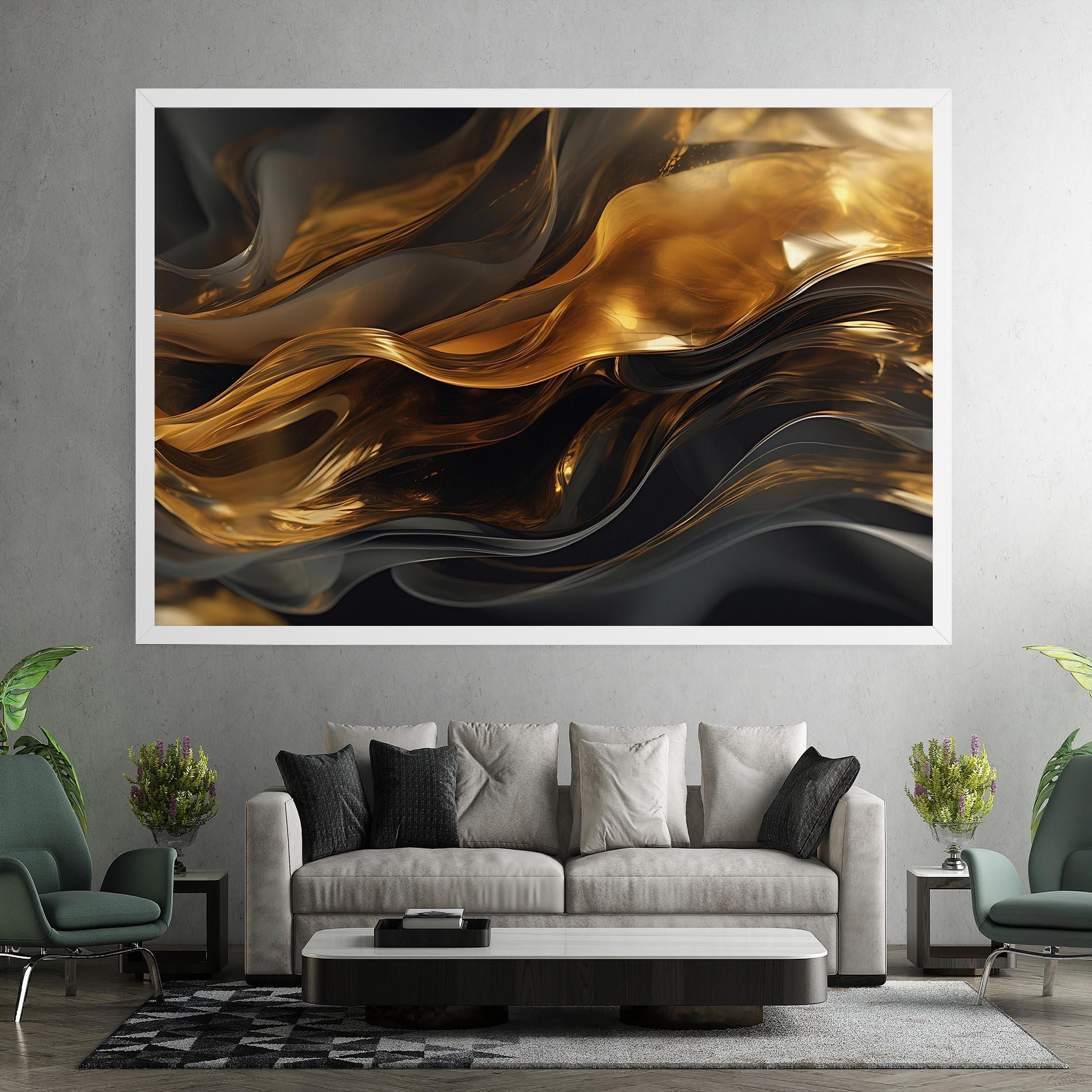 Vászonkép Gold With Black Wave mockup 7
