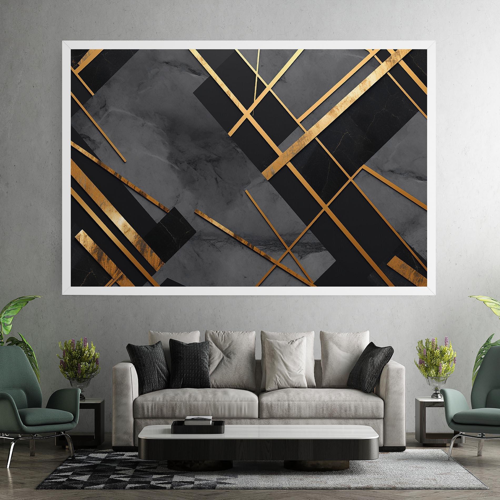 Vászonkép Grey Painting With Gold Lines mockup 7