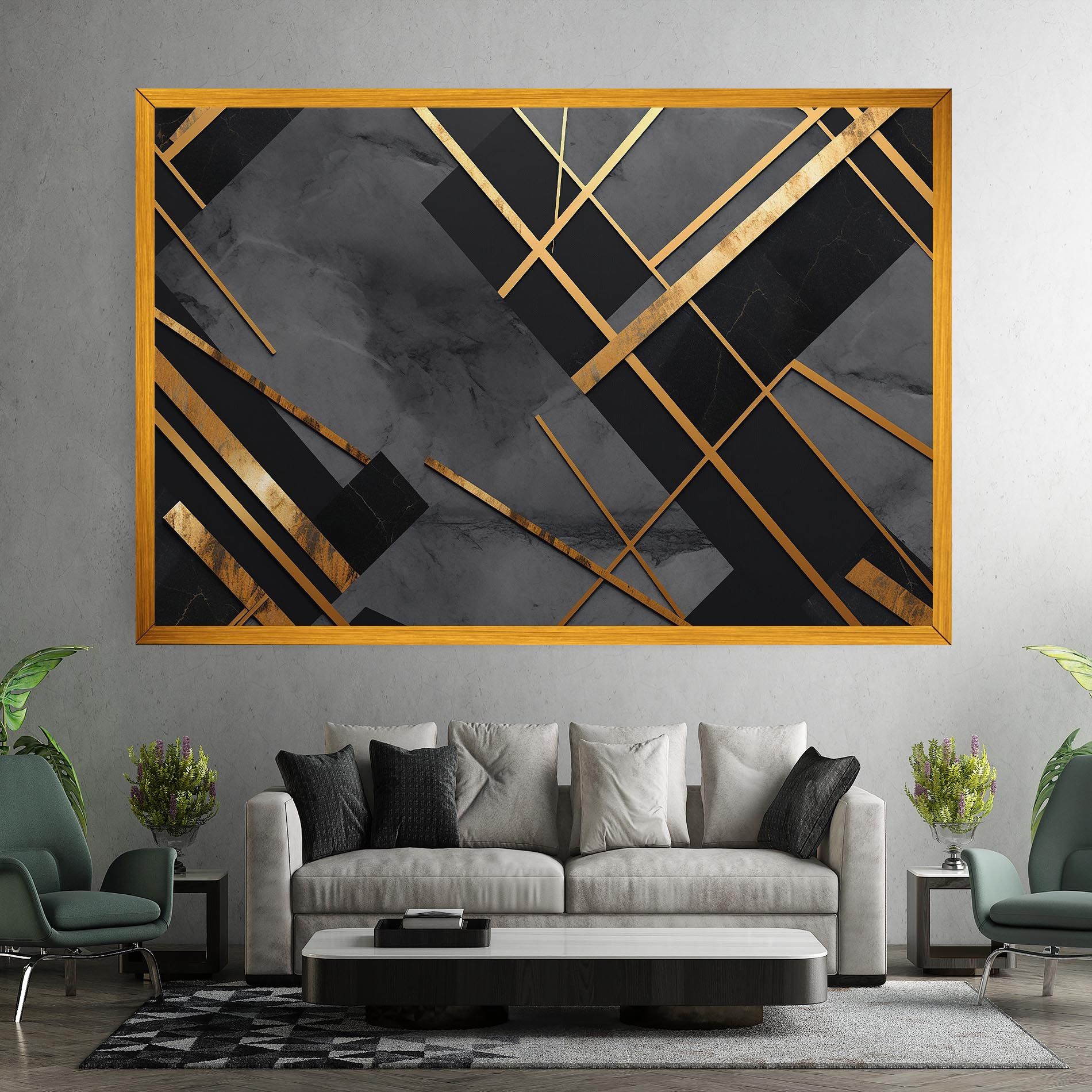 Grey Painting With Gold Lines mockup 7