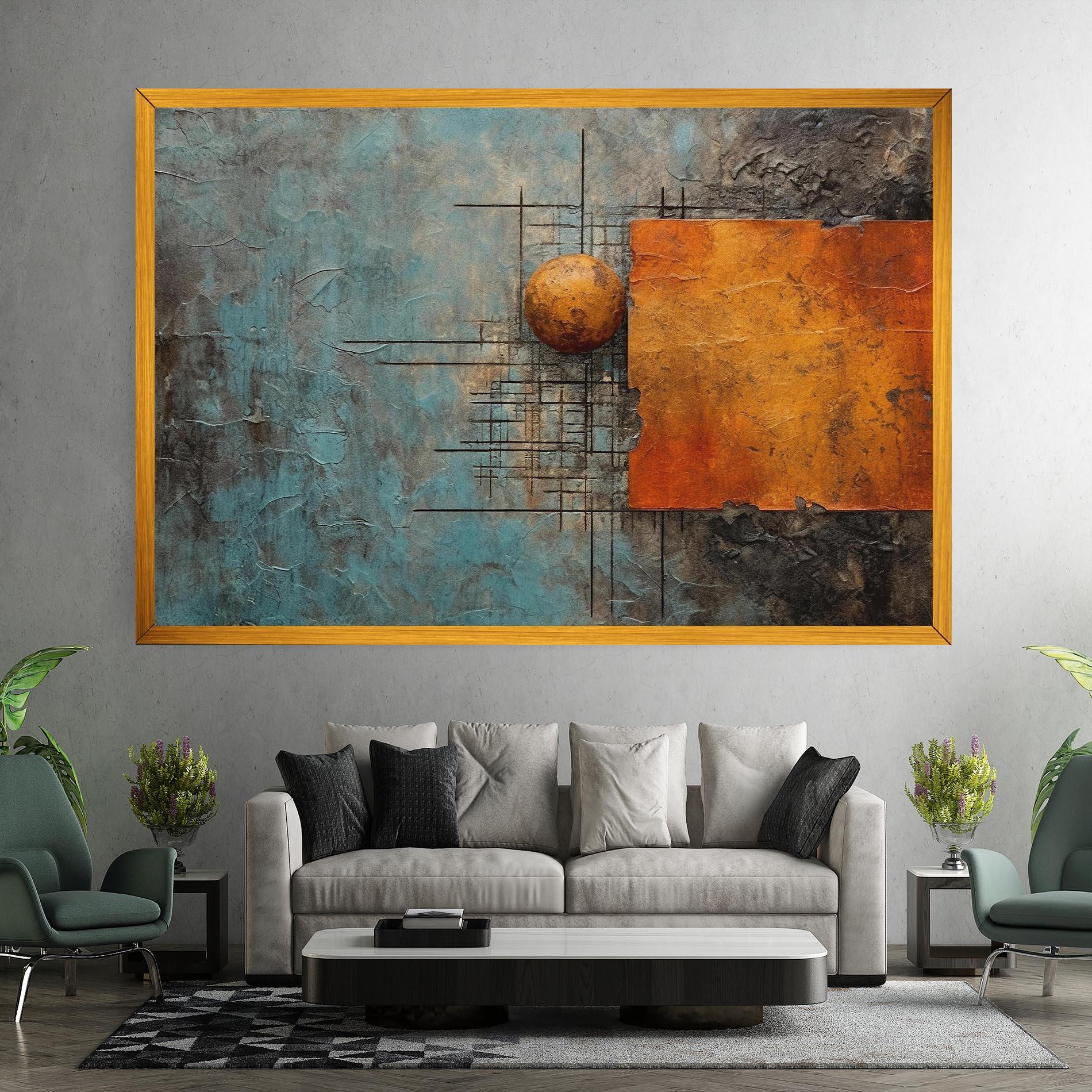 Vászonkép Orange Square Painting mockup 7