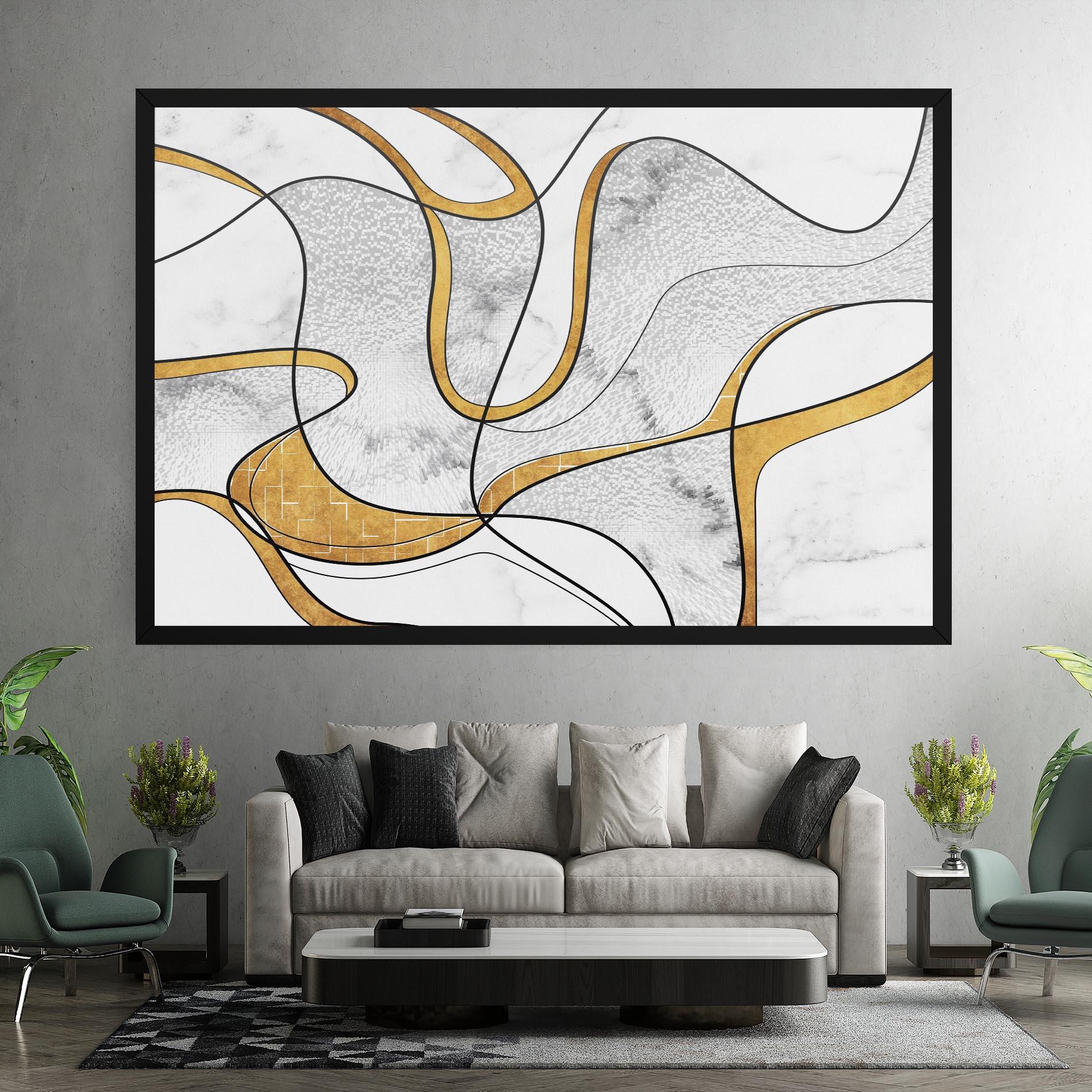 Vászonkép Abstract Gold Lines mockup 7