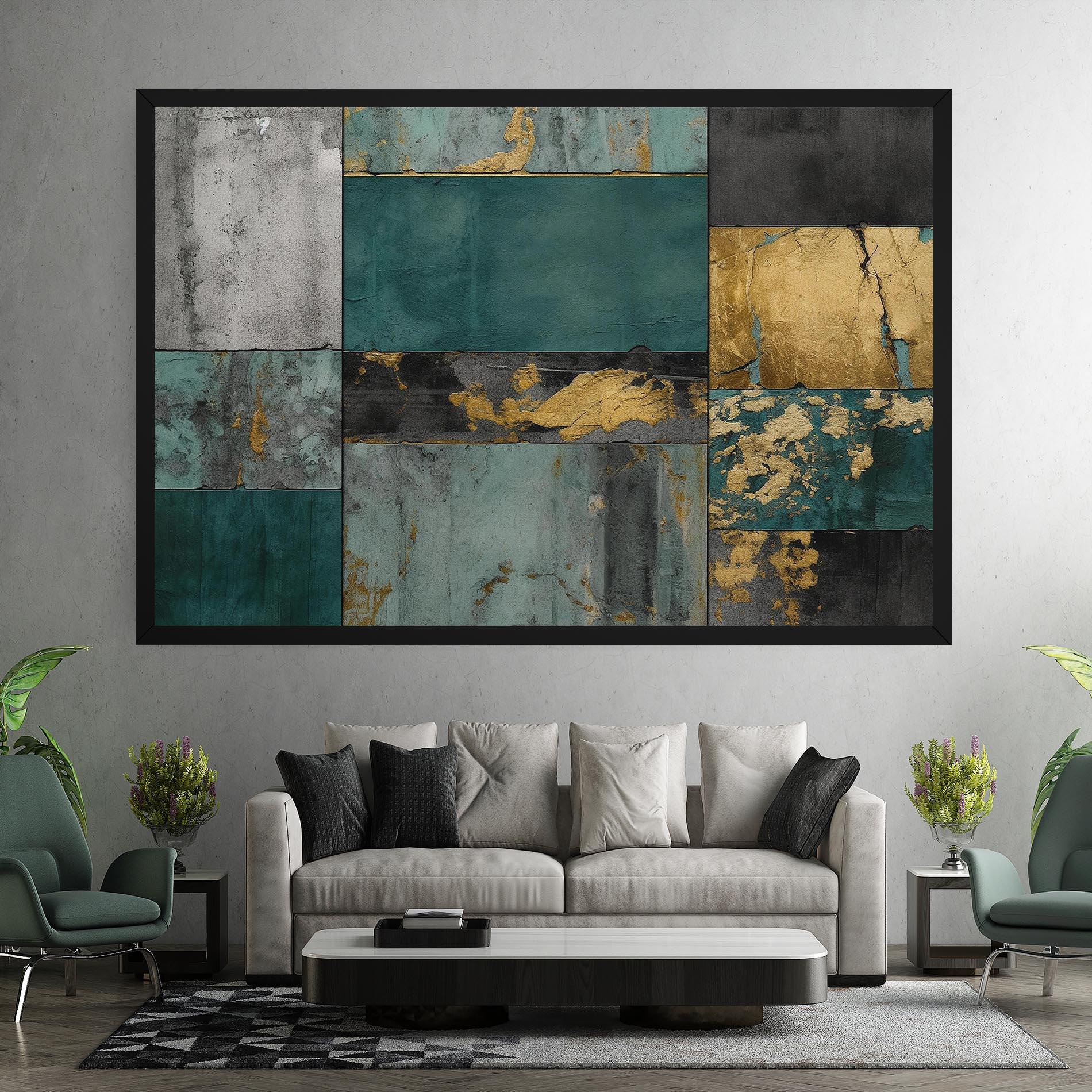 Vászonkép Golden Green Painting mockup 7