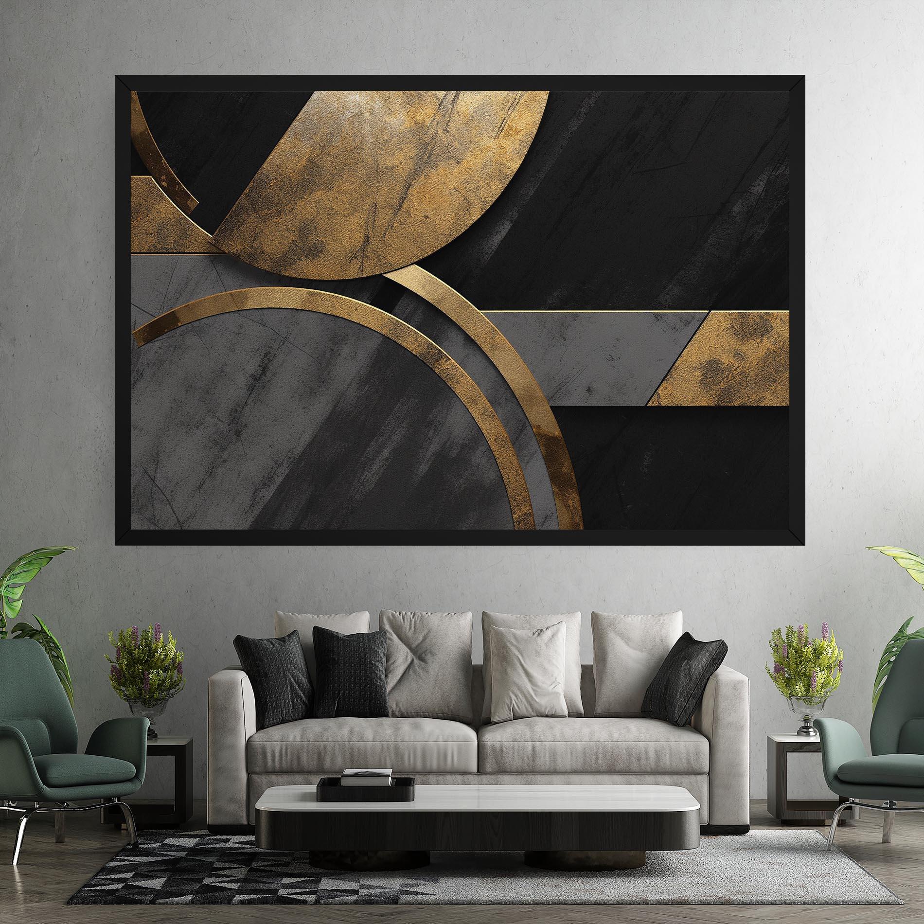 Vászonkép Grey With Gold Painting mockup 7
