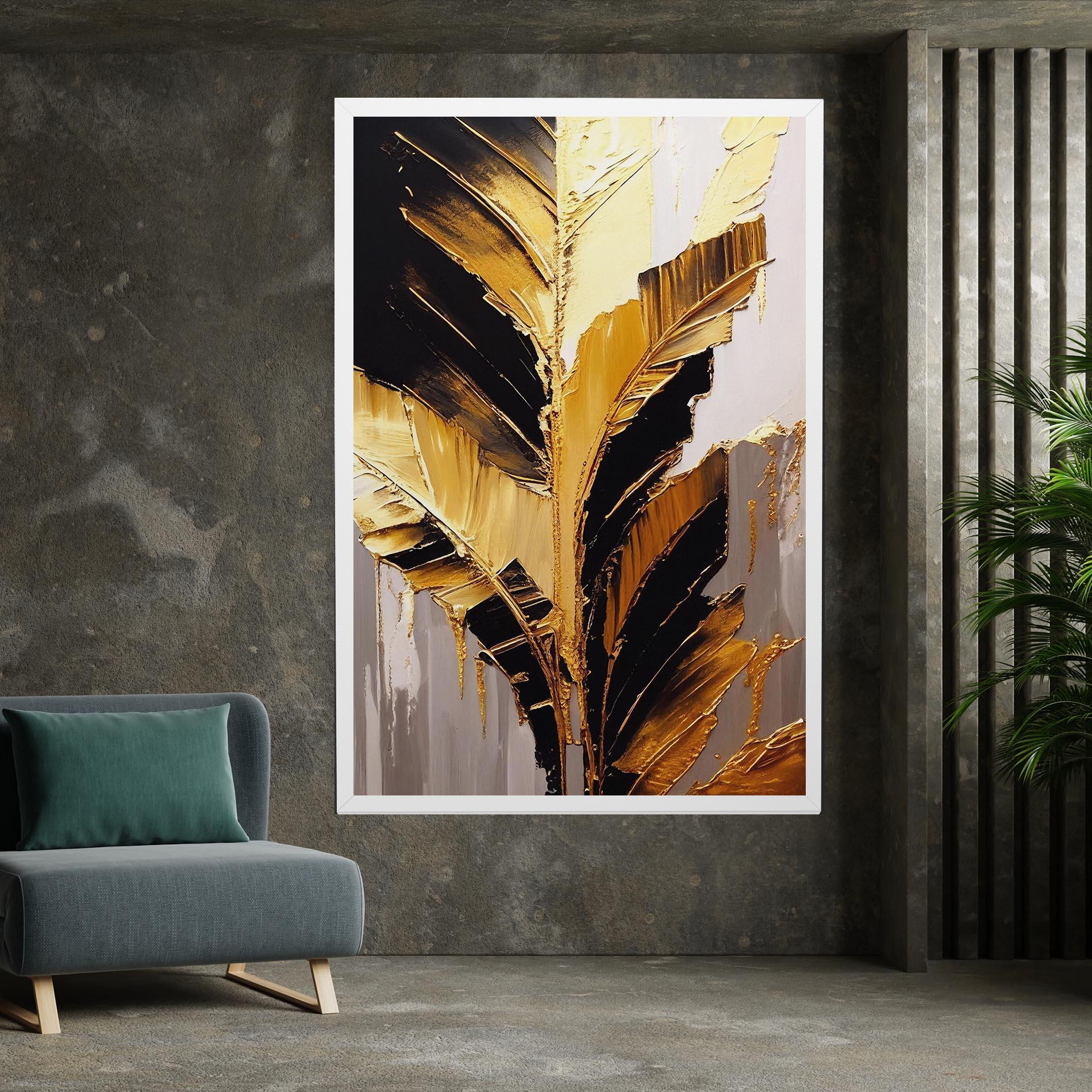 Vászonkép Balck With Gold Leafs mockup 7