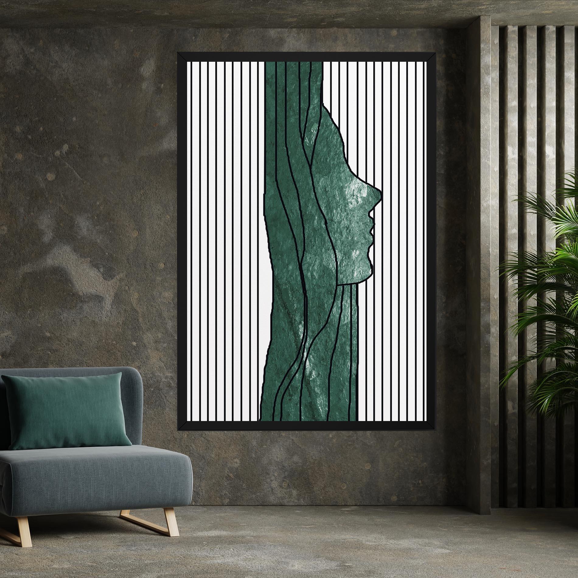 Vászonkép Abstract Green Face mockup 7