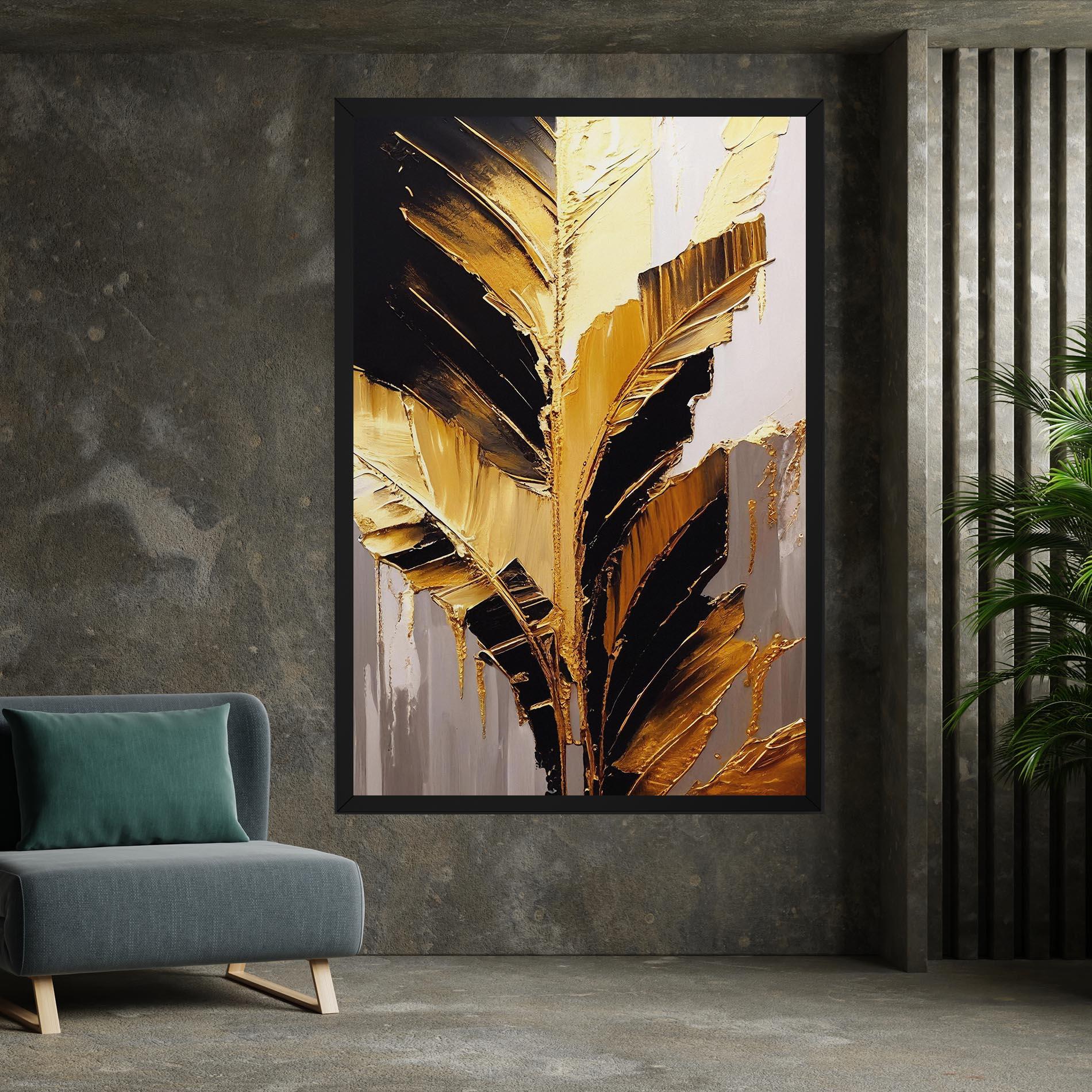 Vászonkép Balck With Gold Leafs mockup 7