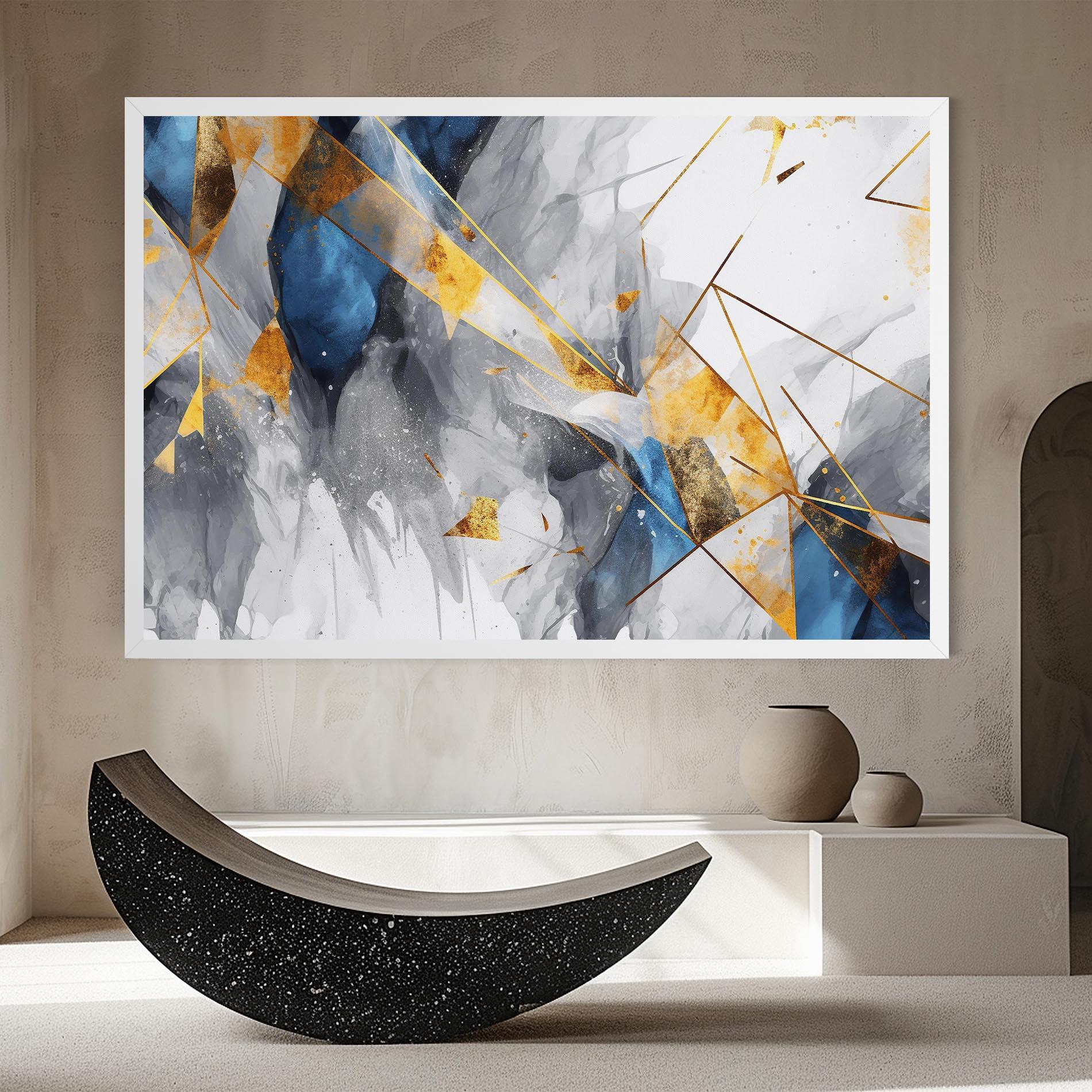 Vászonkép Abstract Gold Blue Pattern mockup 8