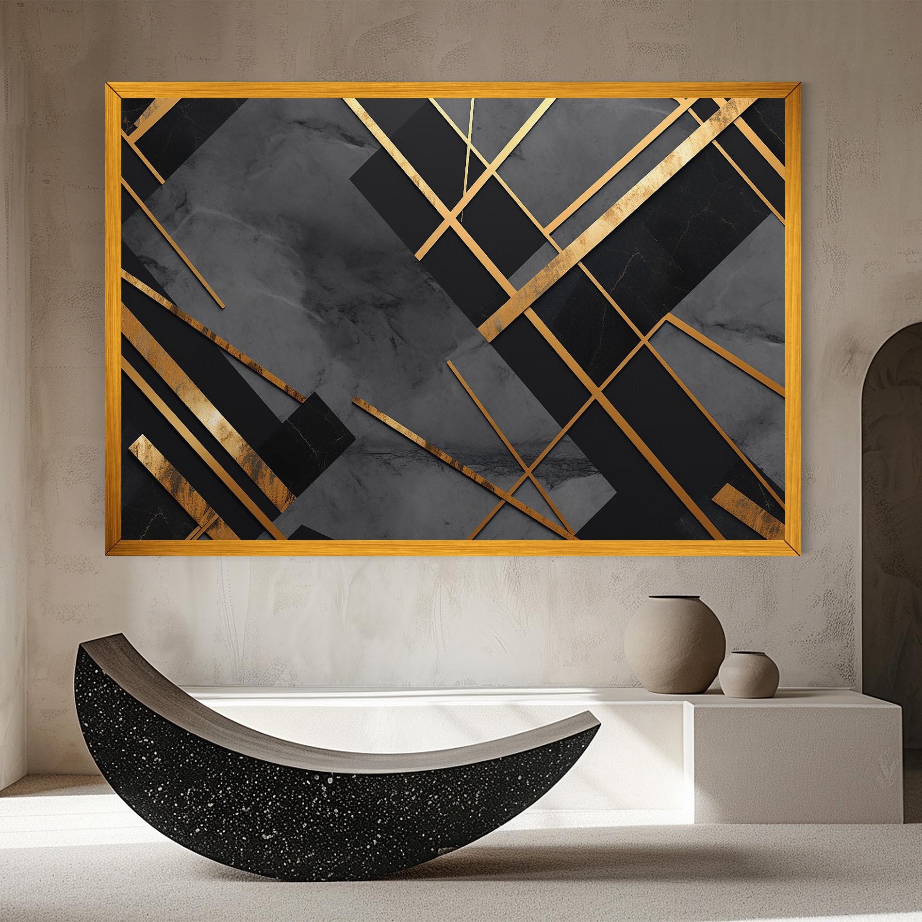 Vászonkép Grey Painting With Gold Lines mockup 8