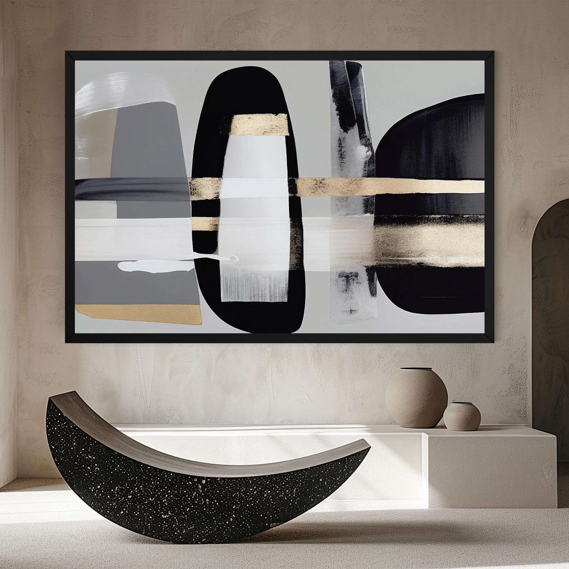 Vászonkép Abstract Gold Painting With Black mockup 8
