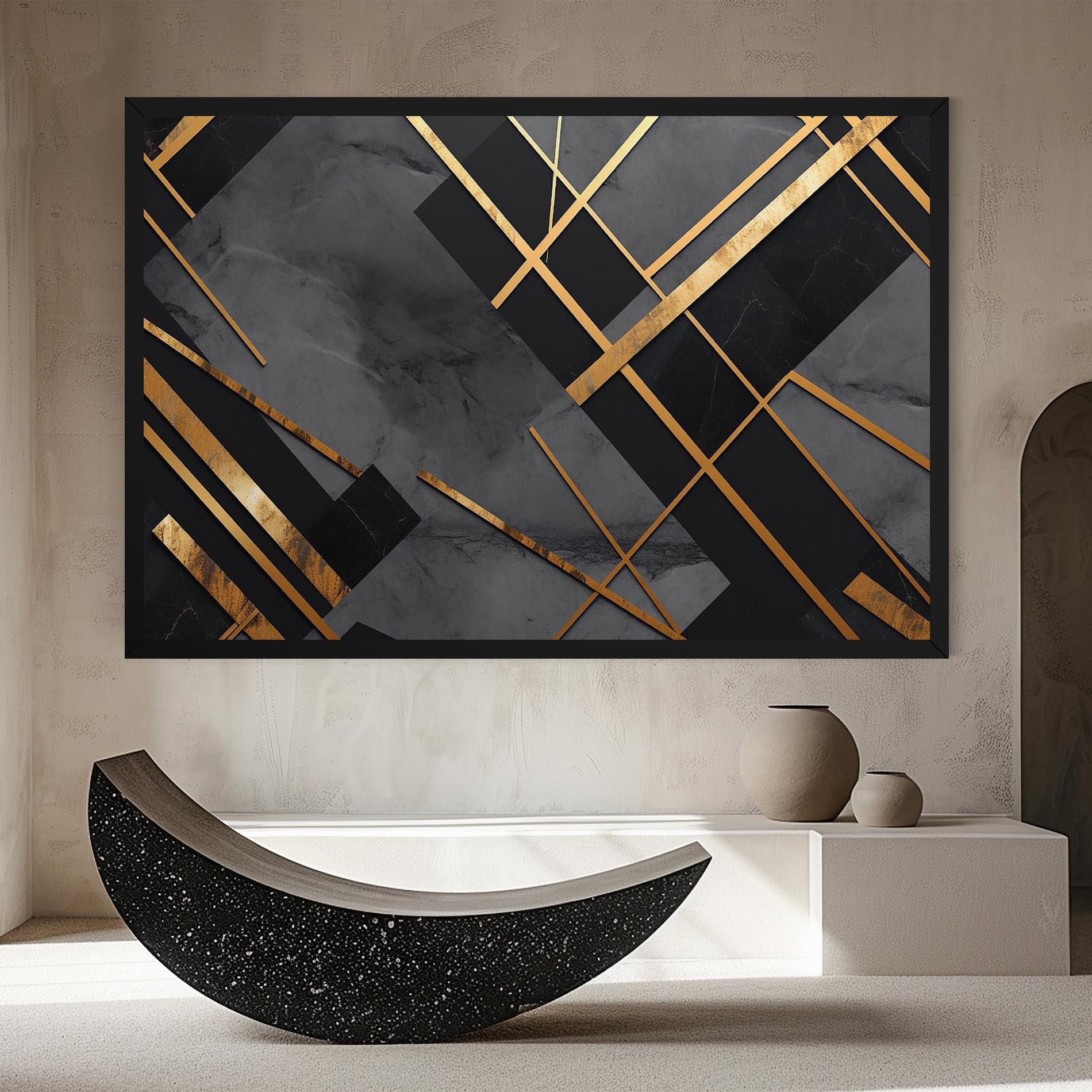 Vászonkép Grey Painting With Gold Lines mockup 8