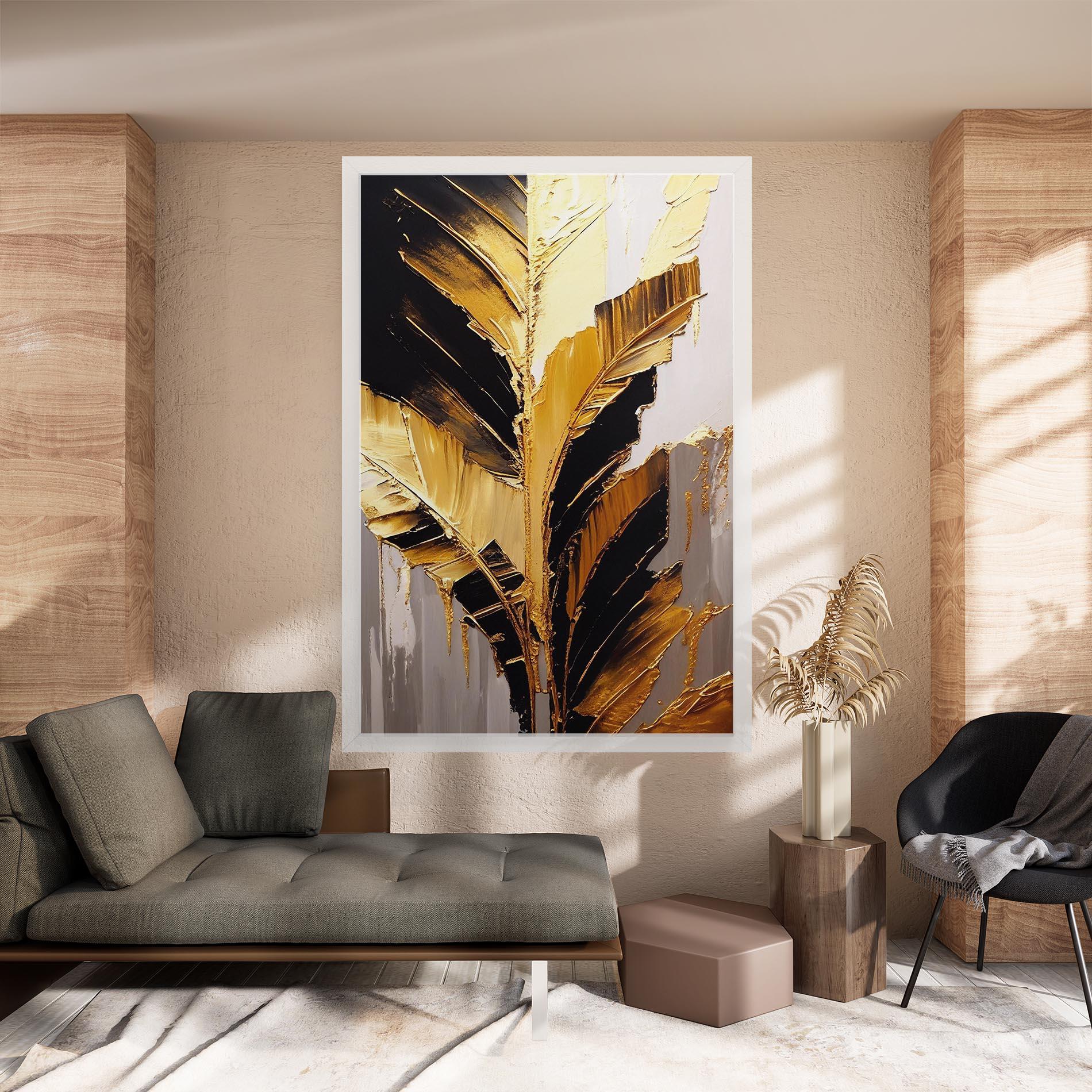 Vászonkép Balck With Gold Leafs mockup 8