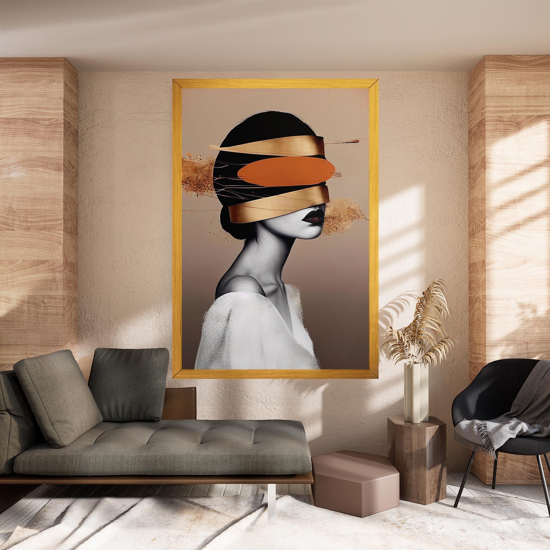 Vászonkép Woman With Gold Lines mockup 8