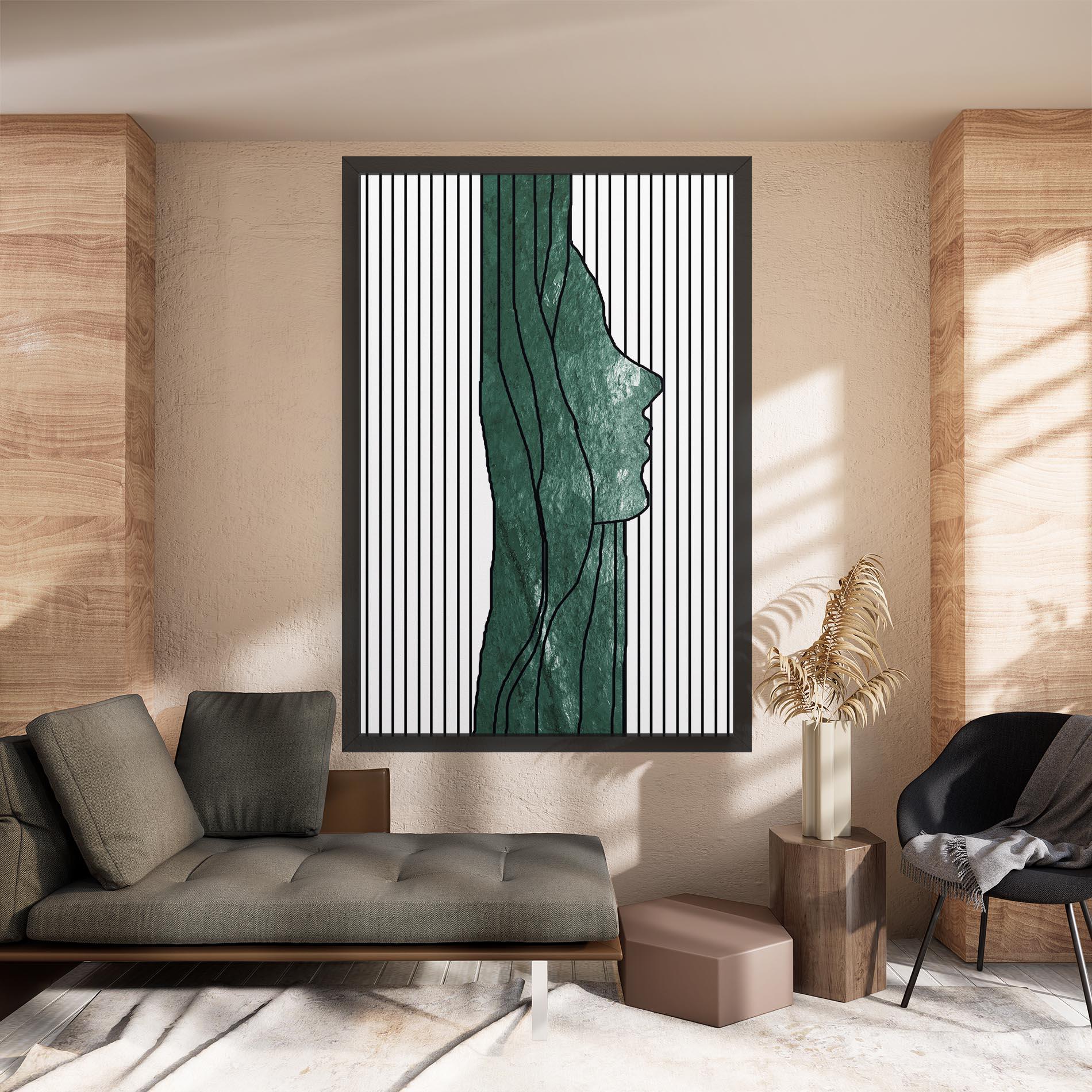 Vászonkép Abstract Green Face mockup 8