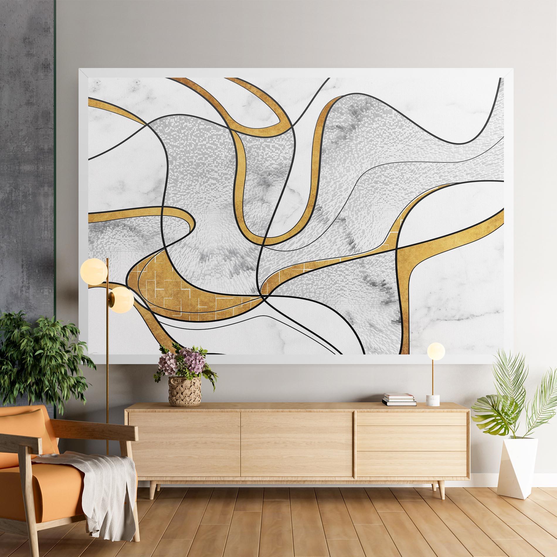 Vászonkép Abstract Gold Lines mockup 9