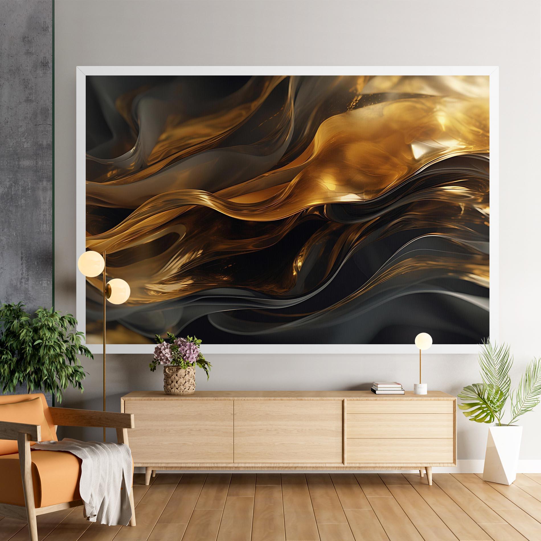 Vászonkép Gold With Black Wave mockup 9