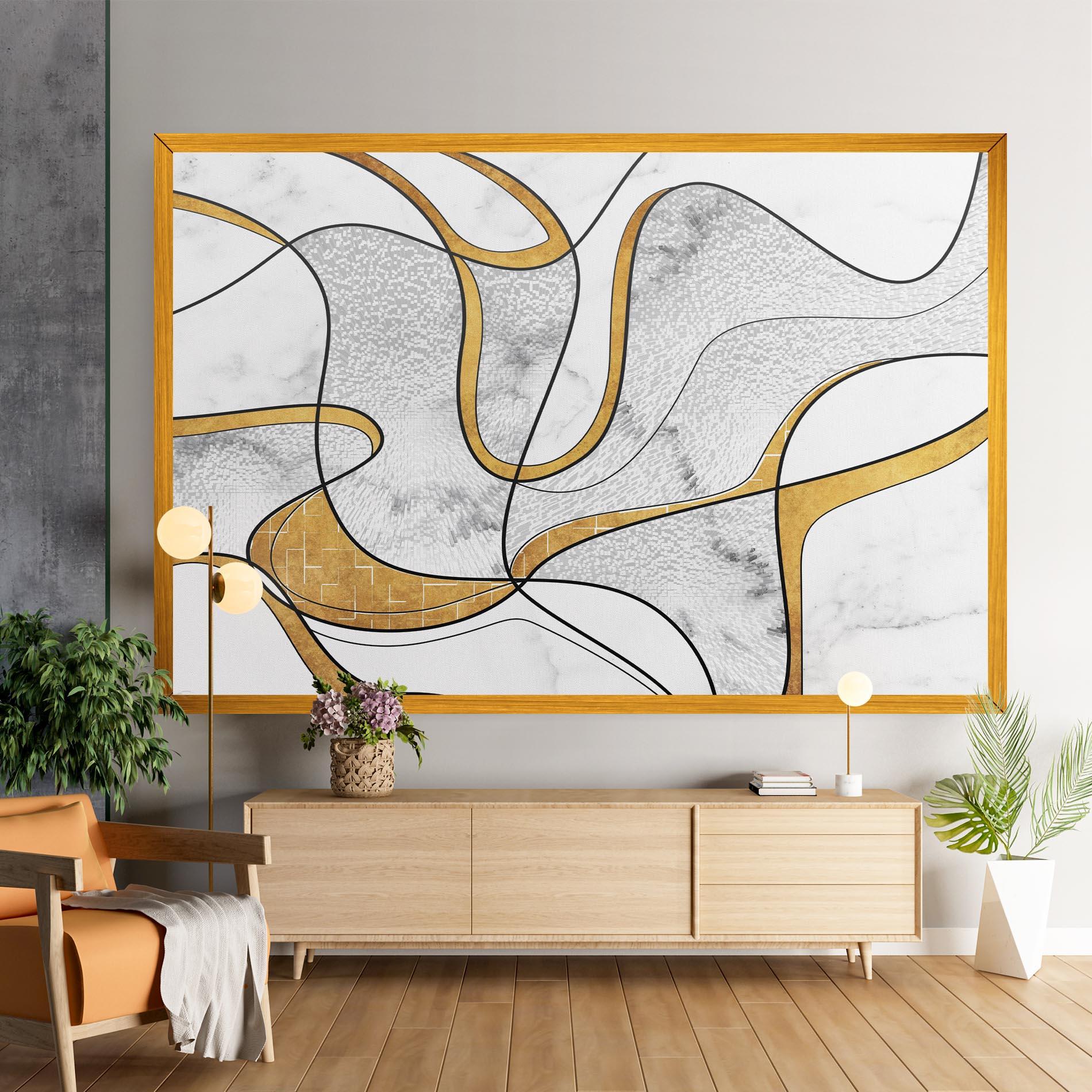 Vászonkép Abstract Gold Lines mockup 9