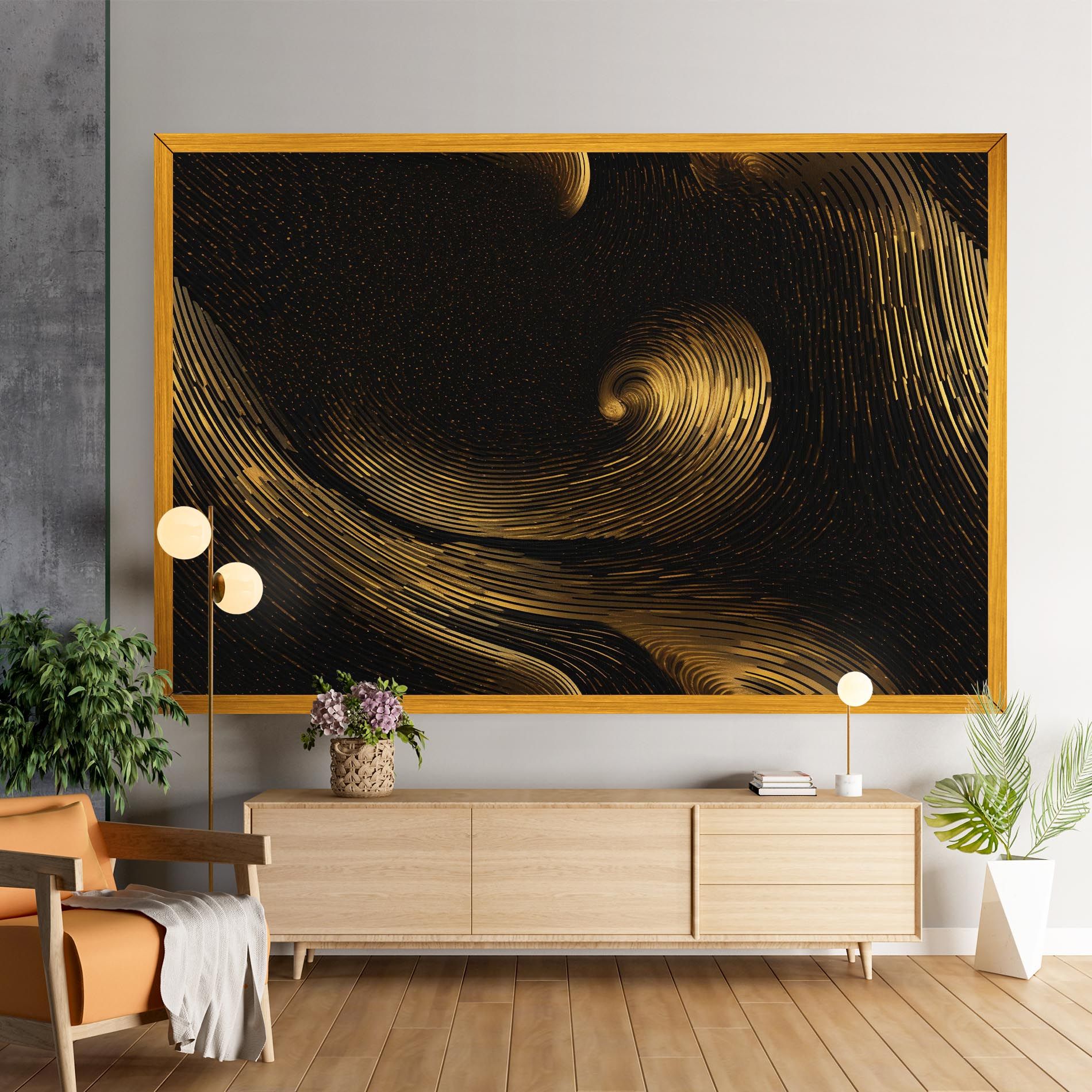Black Painting With Gold mockup 9