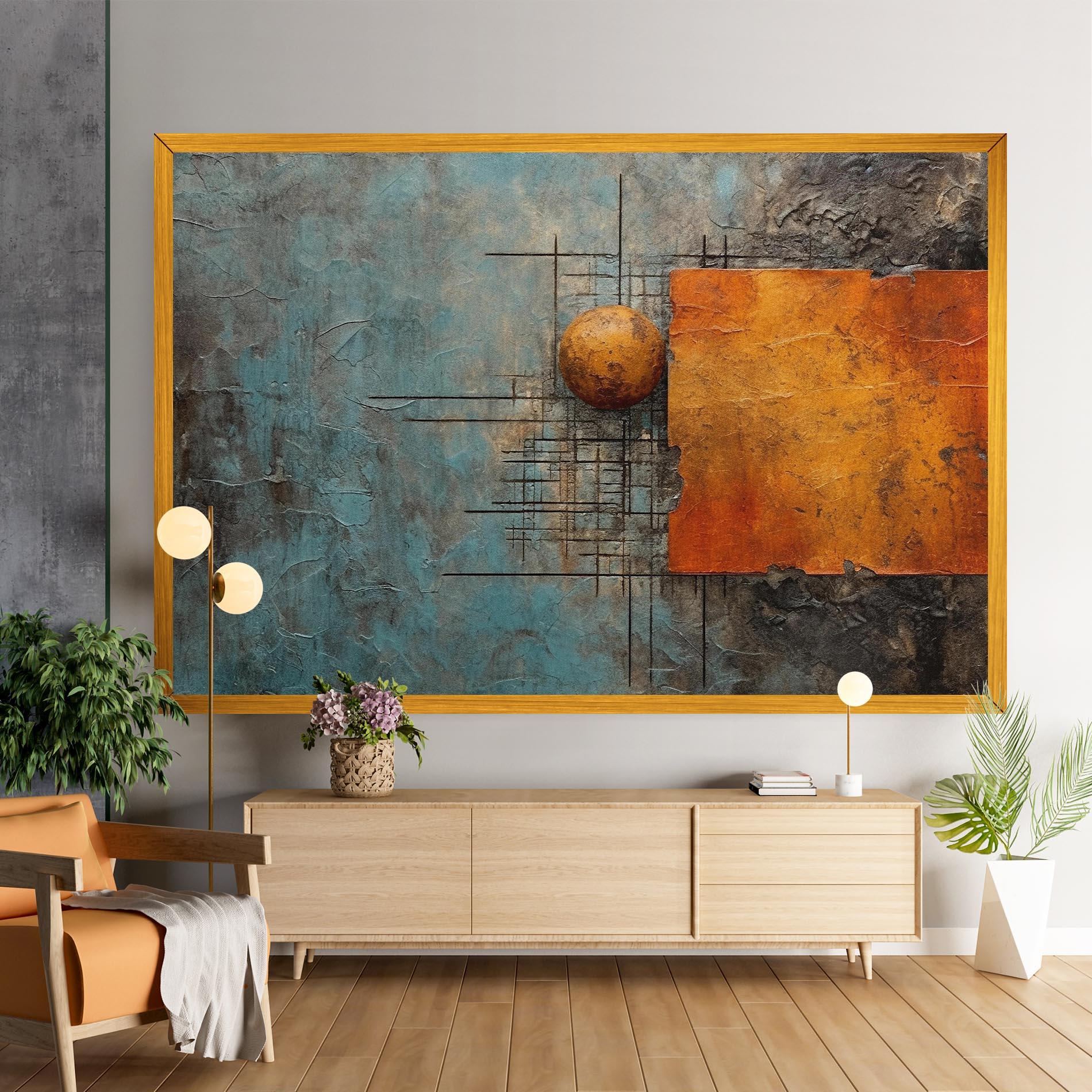 Vászonkép Orange Square Painting mockup 9