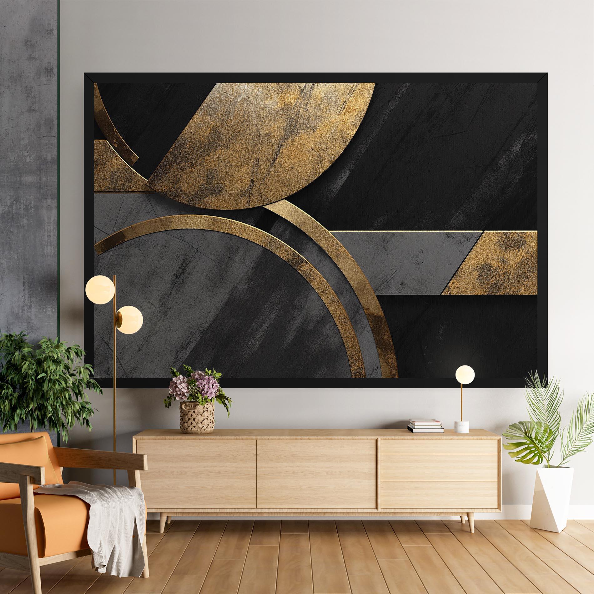 Vászonkép Grey With Gold Painting mockup 9