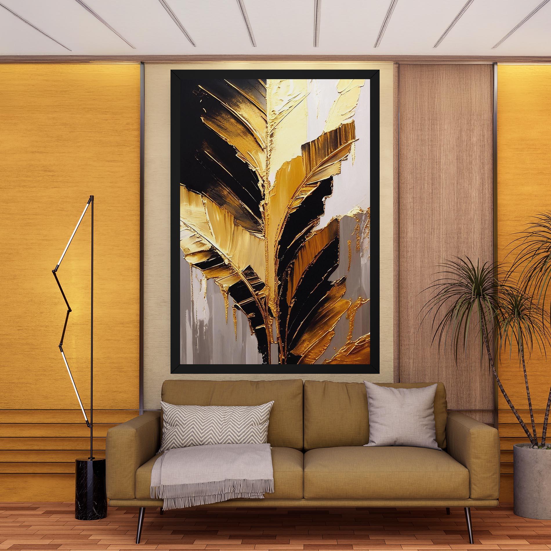 Vászonkép Balck With Gold Leafs mockup 9