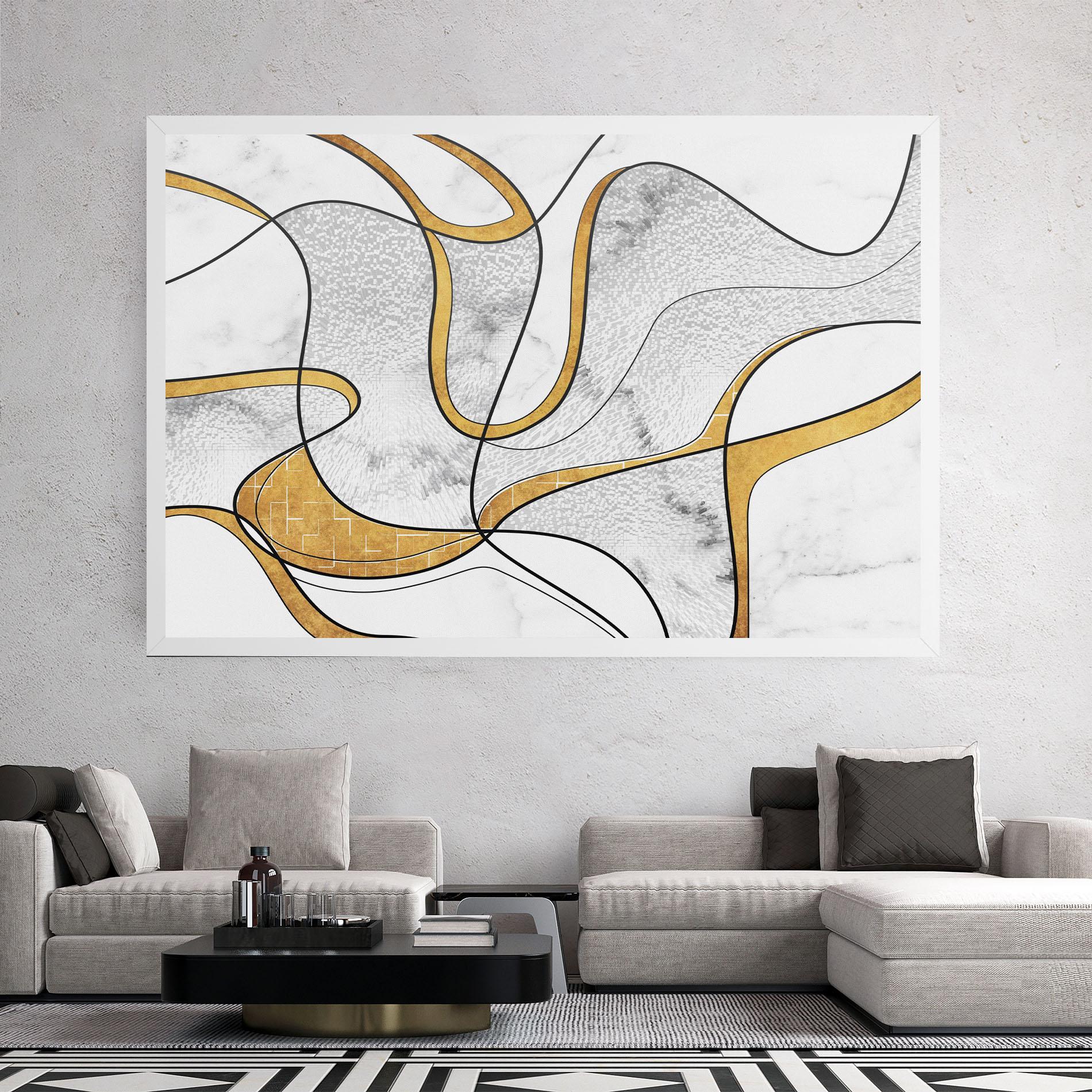 Vászonkép Abstract Gold Lines mockup 2