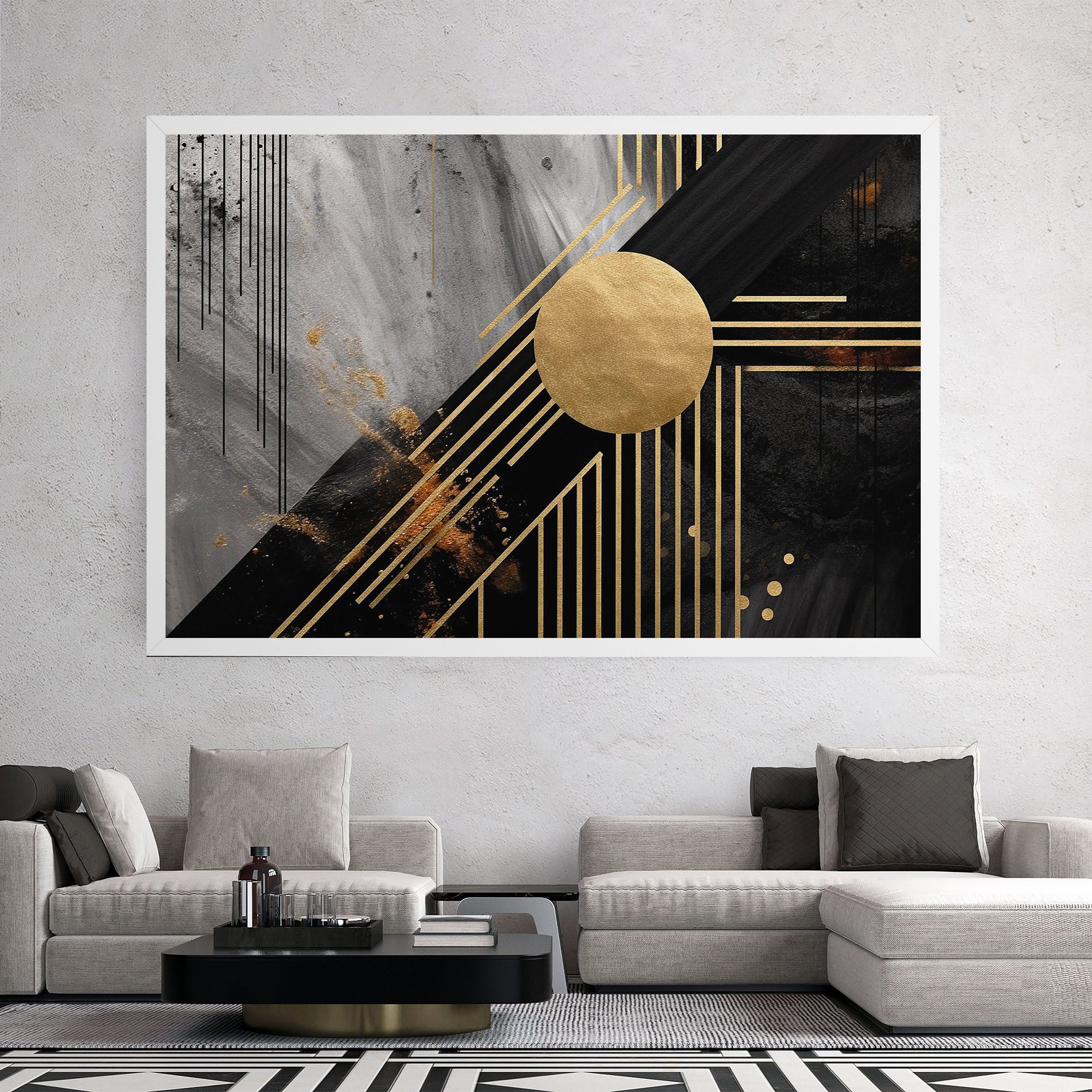 Gold Circle With Lines mockup 2