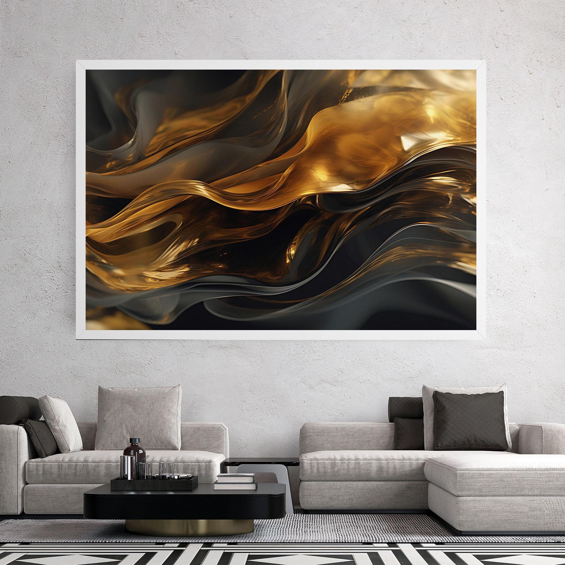 Vászonkép Gold With Black Wave mockup 2
