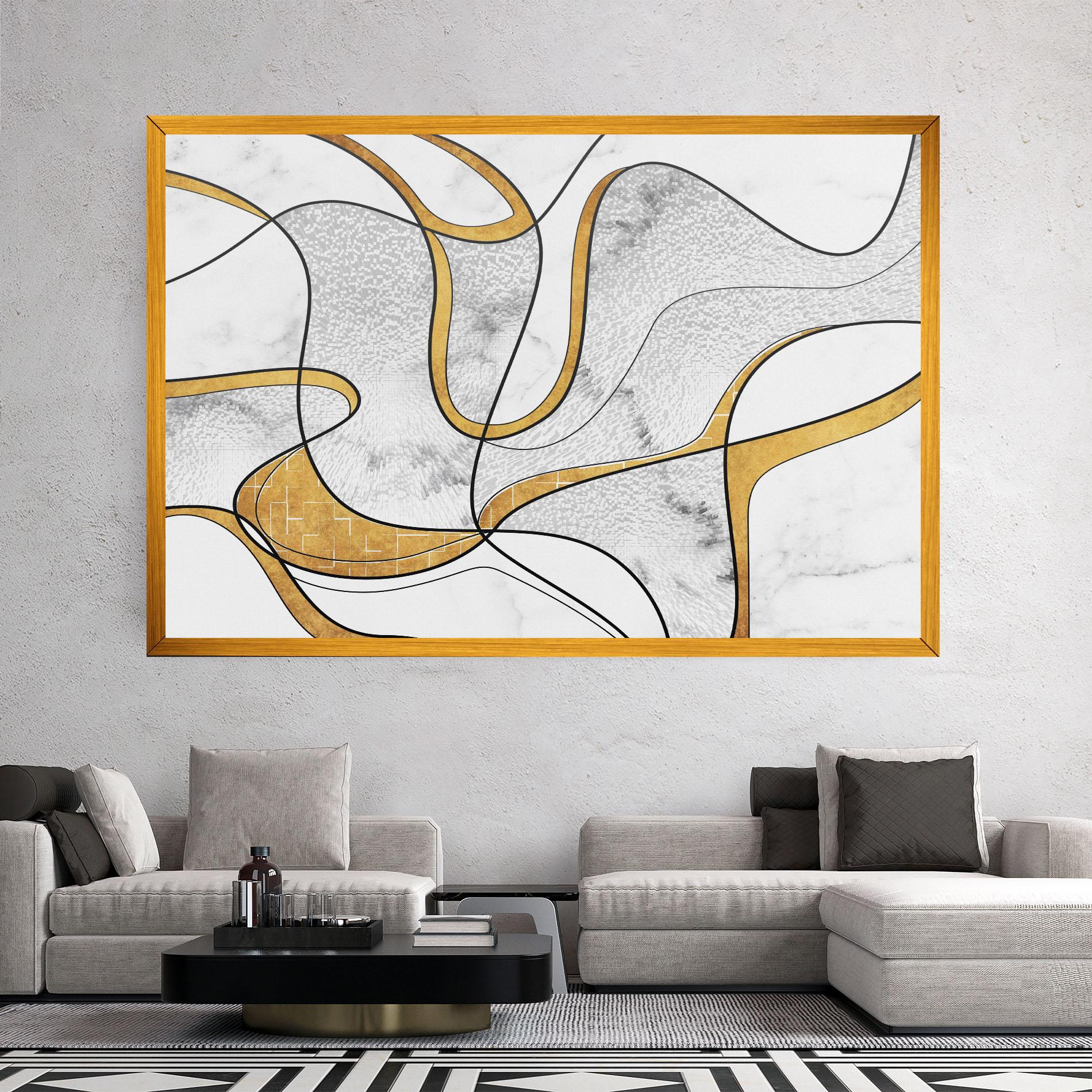Vászonkép Abstract Gold Lines mockup 2