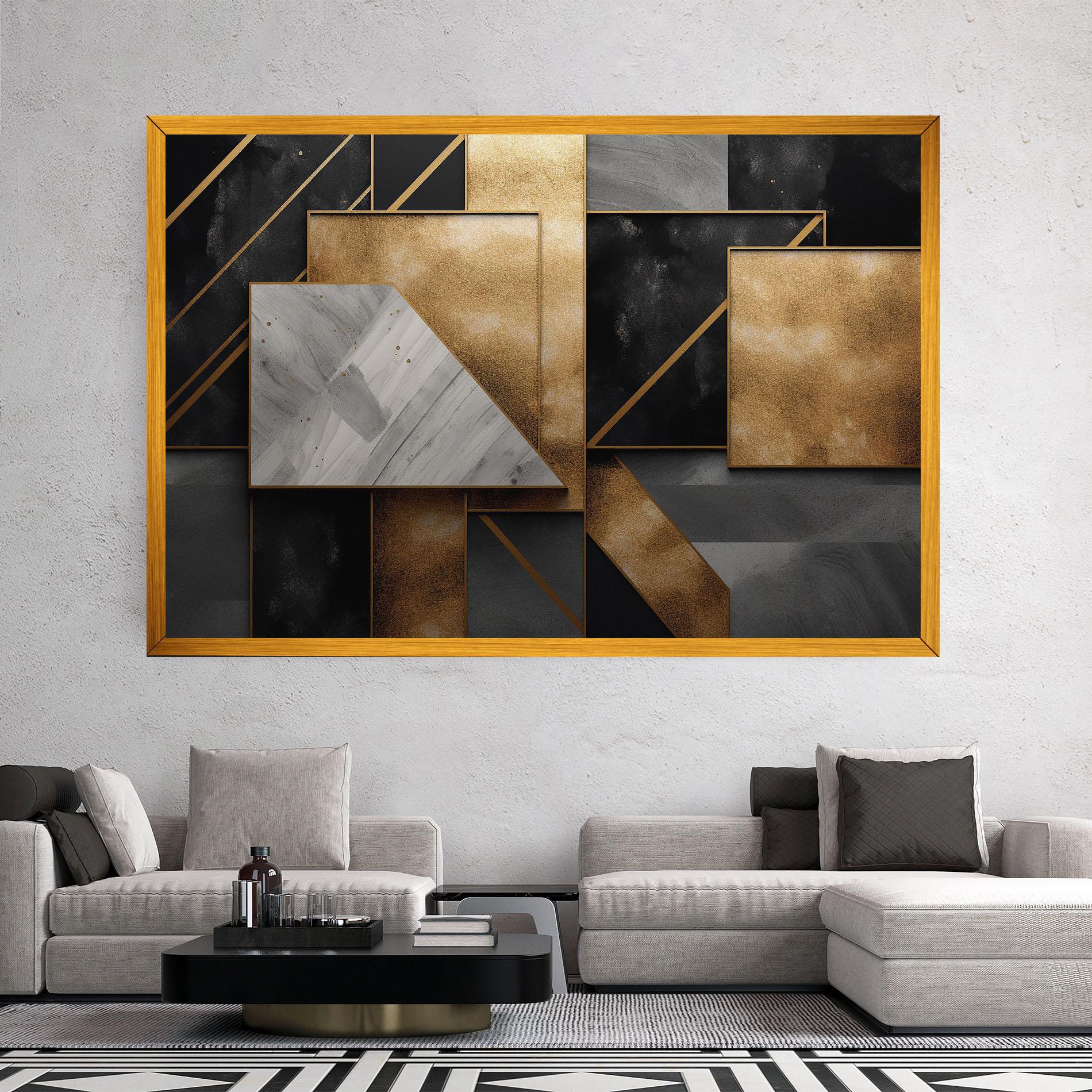 Vászonkép Abstract Gold Square mockup 2