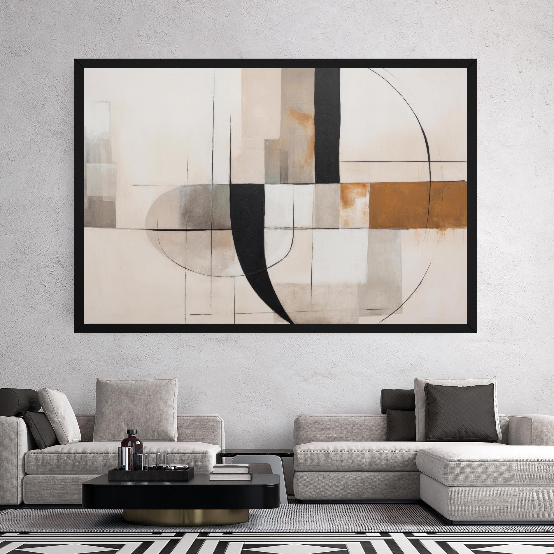 Vászonkép Black Abstract Lines mockup 2