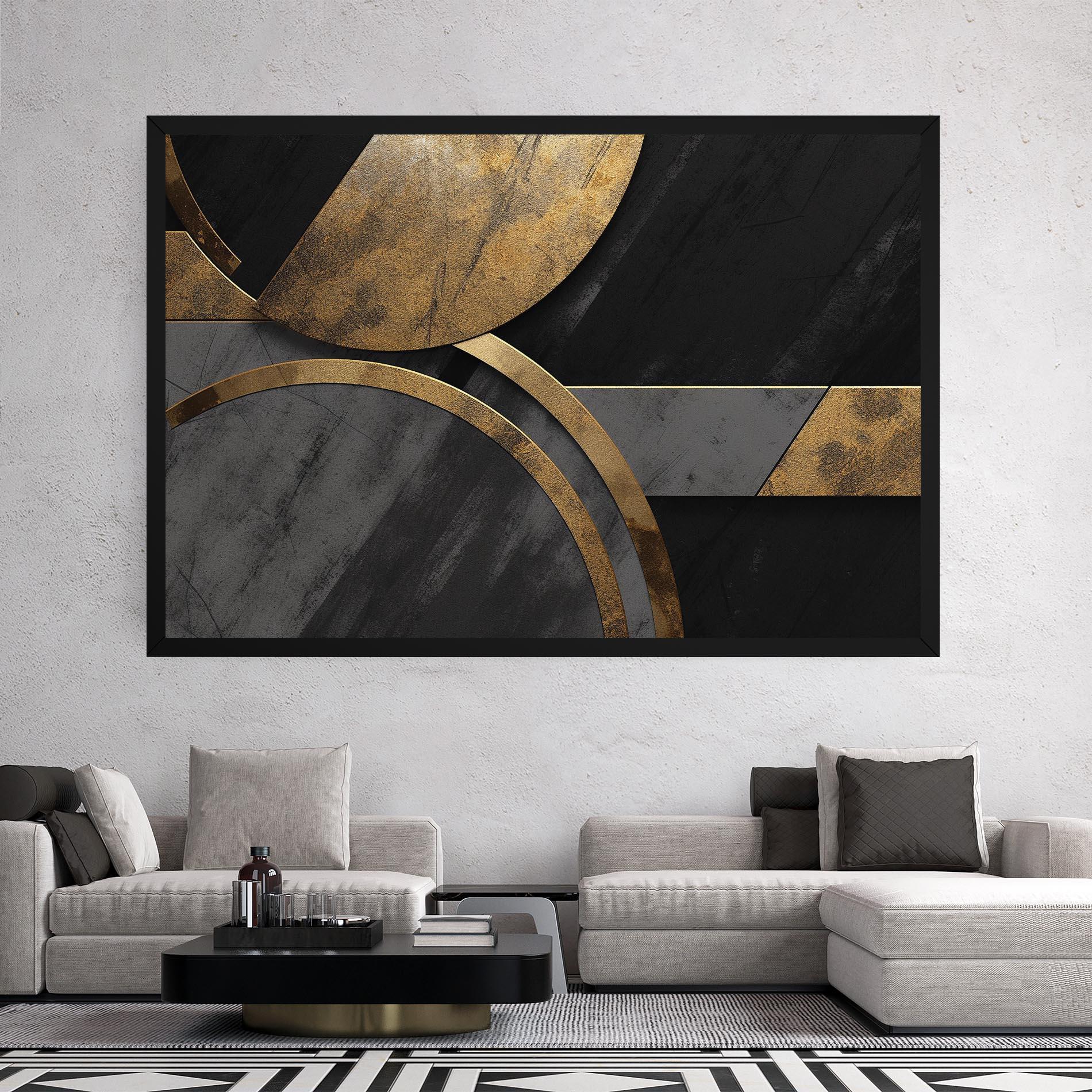 Vászonkép Grey With Gold Painting mockup 2