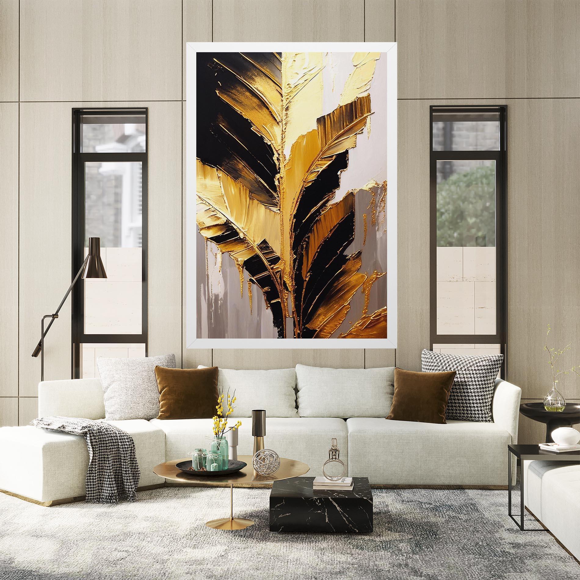 Vászonkép Balck With Gold Leafs mockup 2