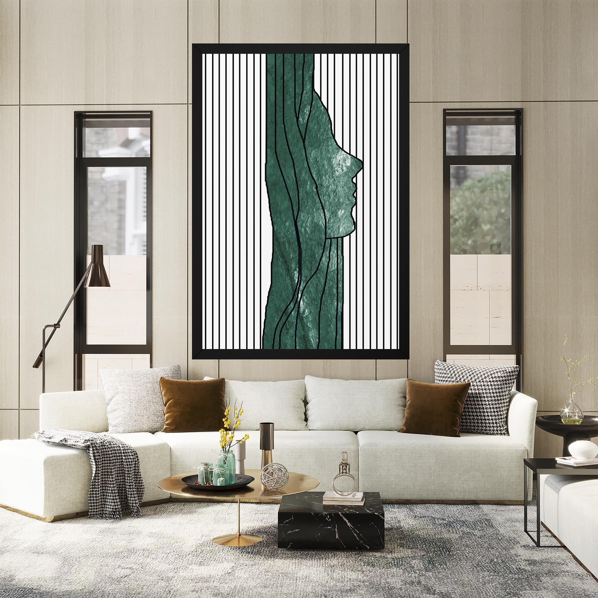 Vászonkép Abstract Green Face mockup 2