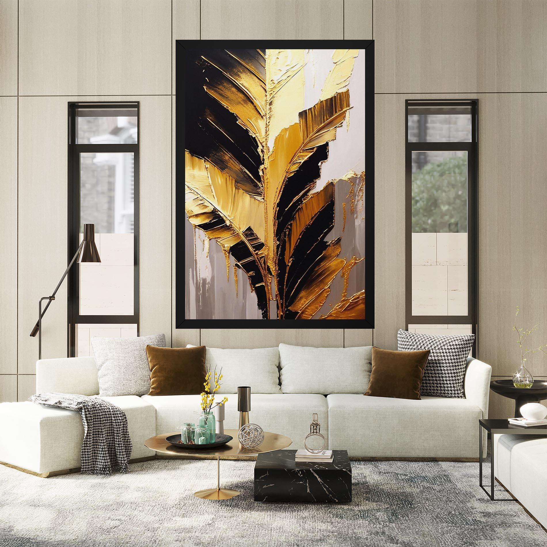 Vászonkép Balck With Gold Leafs mockup 2